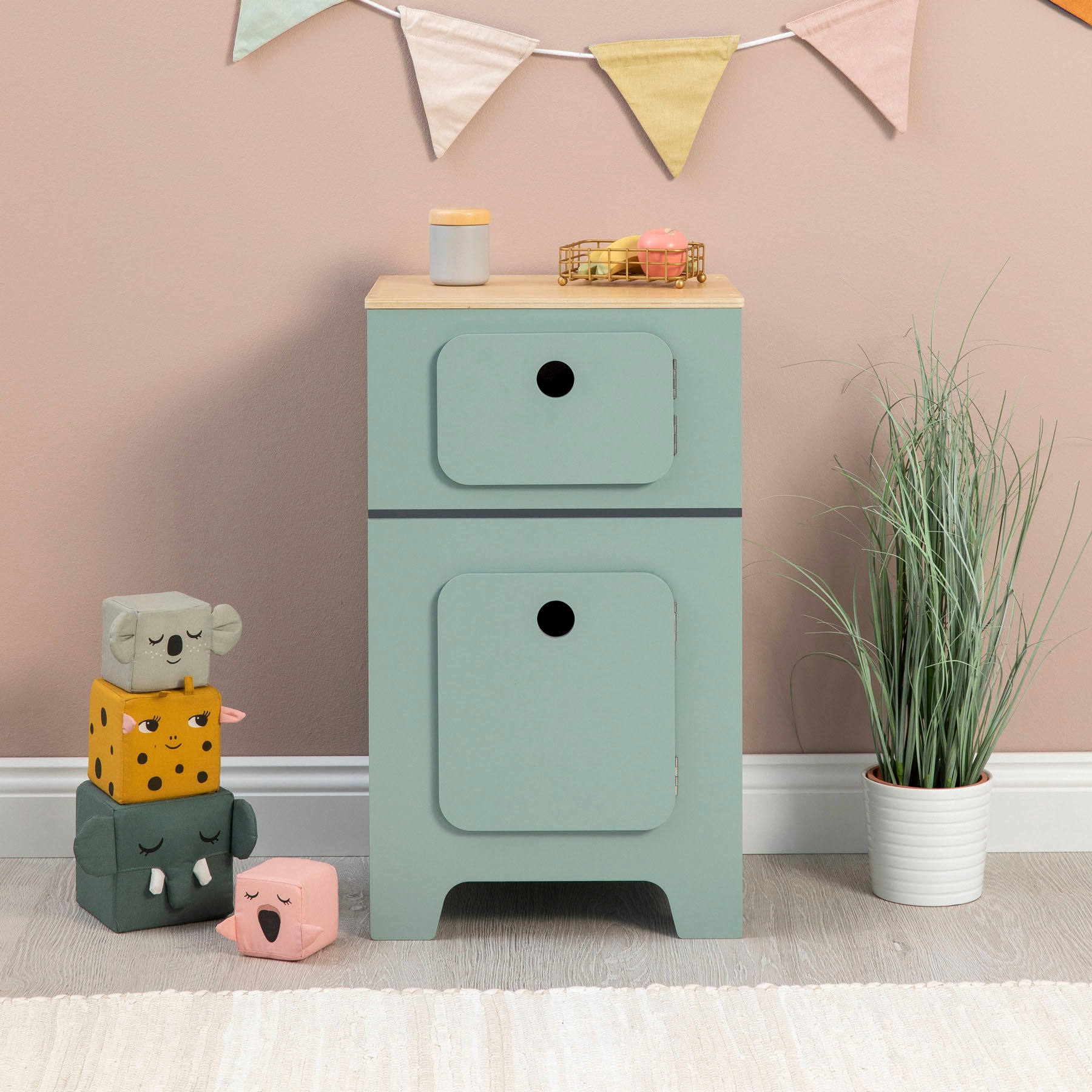 MUSTERKIND® Kinder-Kühlschrank »Mix & Match, salbei/natur«, FSC® - schützt Wald