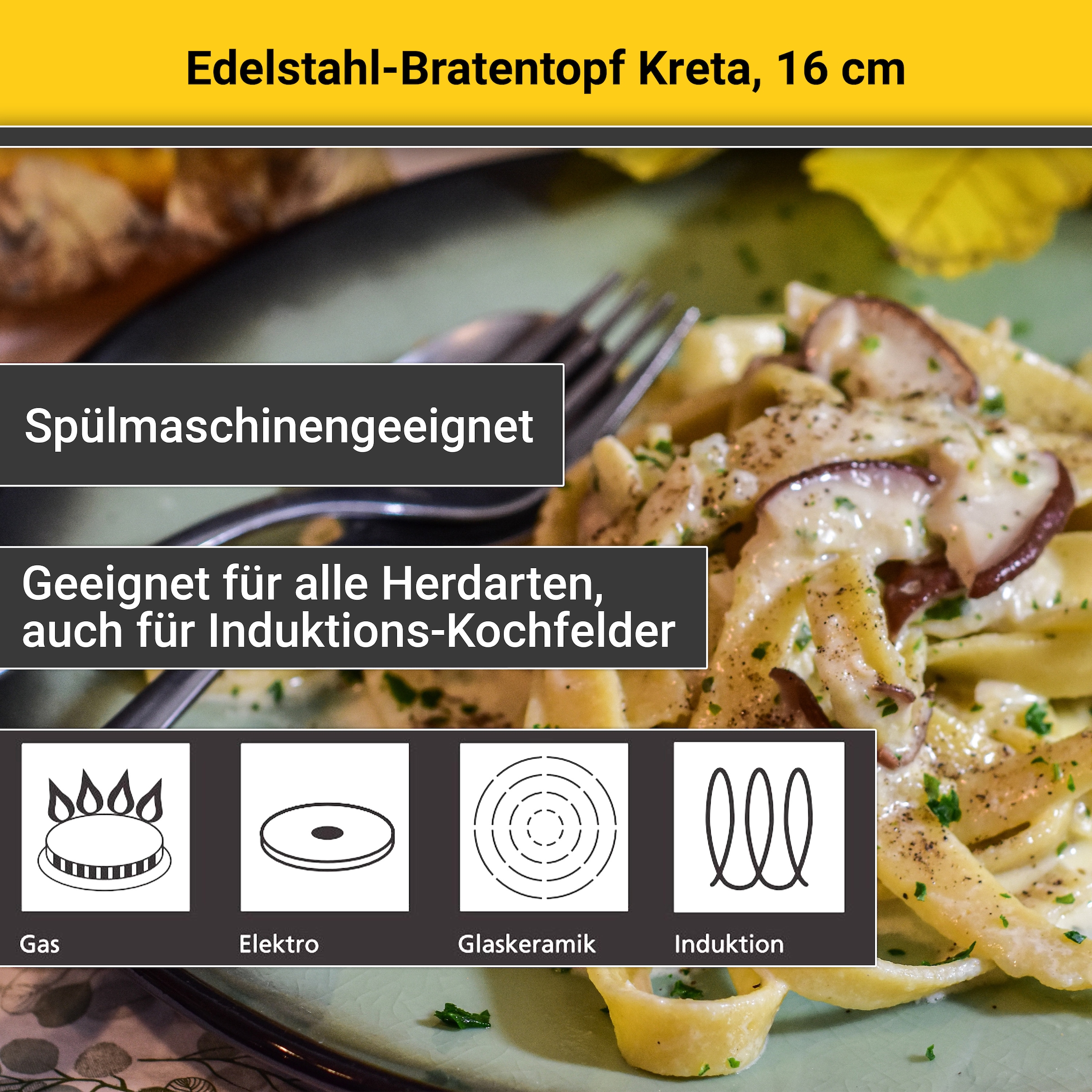 Krüger Bratentopf »Kreta« 2 Stk. tlg. Edelstahl 18/10