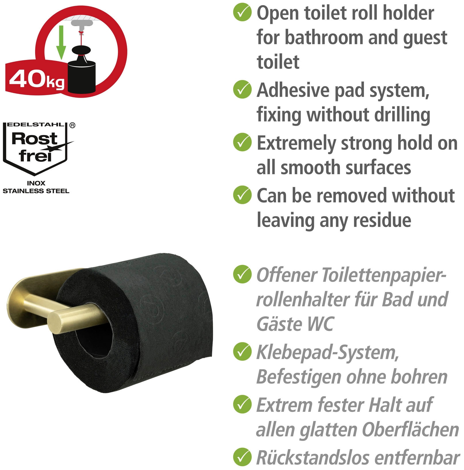 WENKO Toilettenpapierhalter »Turbo-Loc® Orea«, Befestigen ohne Bohren