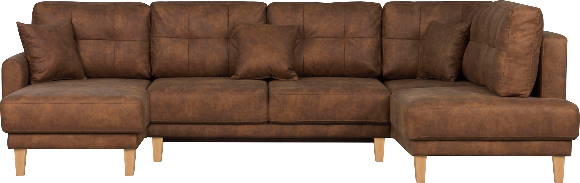 Home affaire Wohnlandschaft »TRIPLO U-Form wahlweise mit Schlaffunktion, B/T/H: 310/192/90 cm«, Schlafsofa, auch mit Bettkasten, Steppung im Rückenkissen