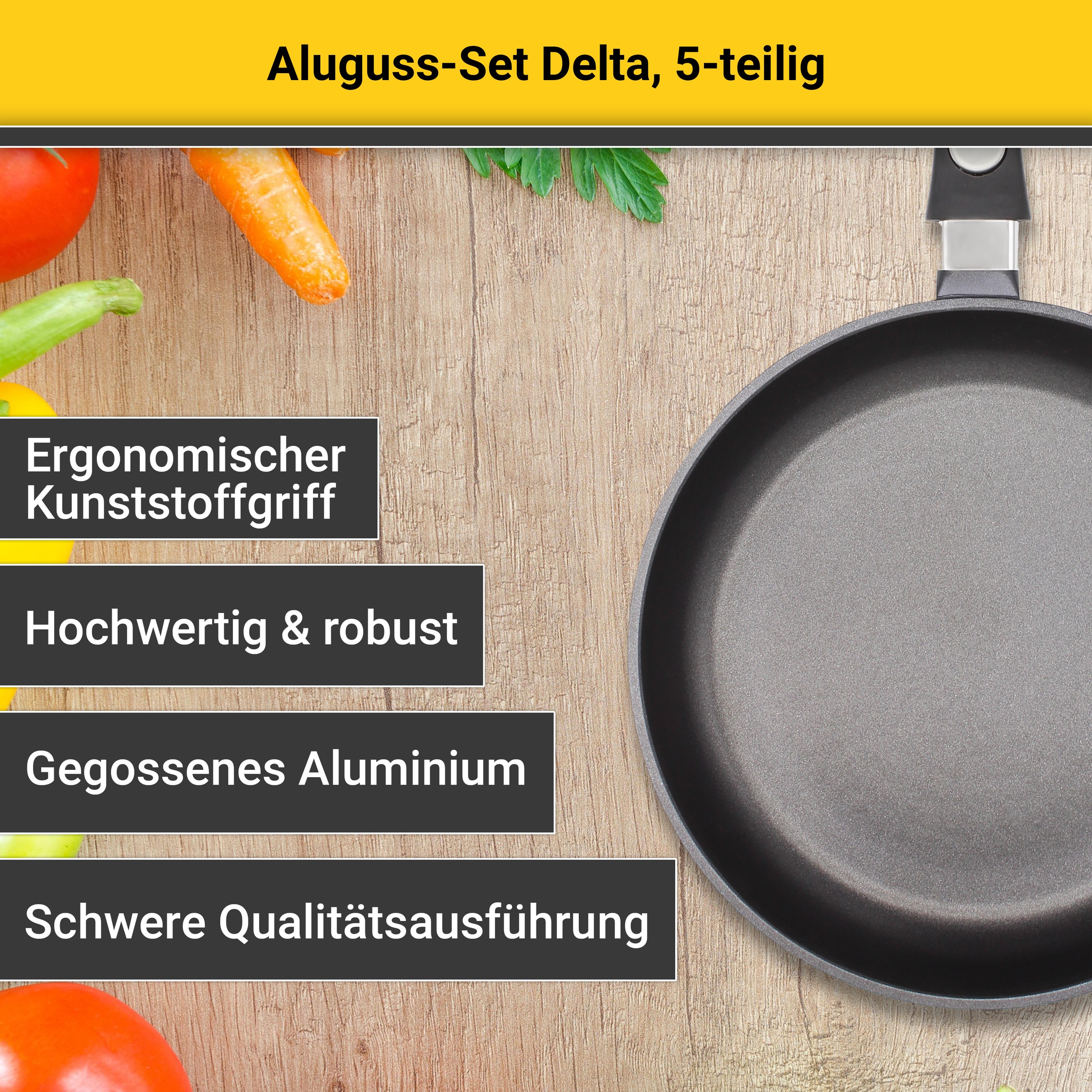 Krüger Topf-Set »Delta« Set, 7 Stk. tlg. Aluminiumguss