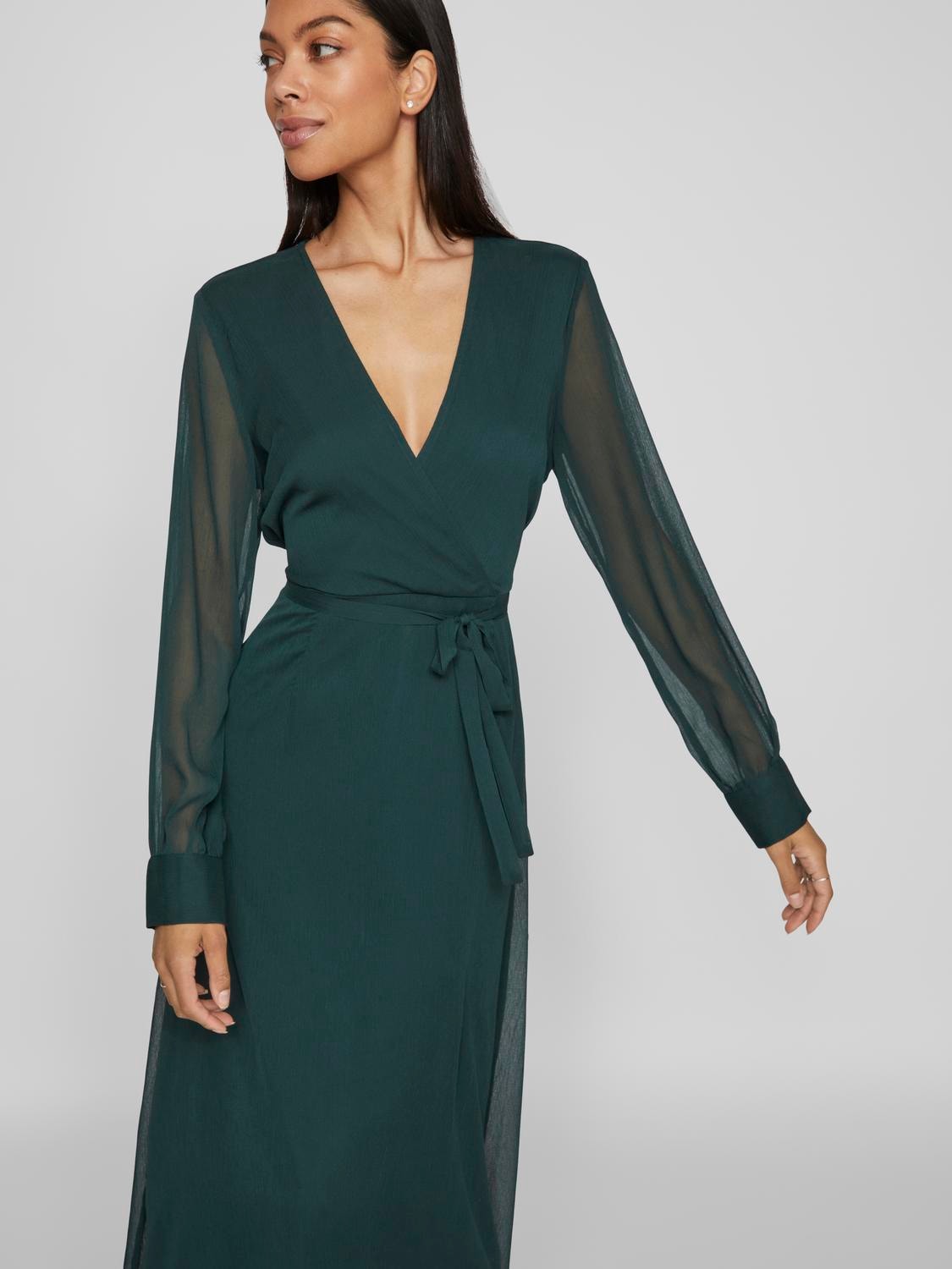Vila Chiffonkleid »VIFALIA V-NECK L/S MIDI DRESS - NOOS«