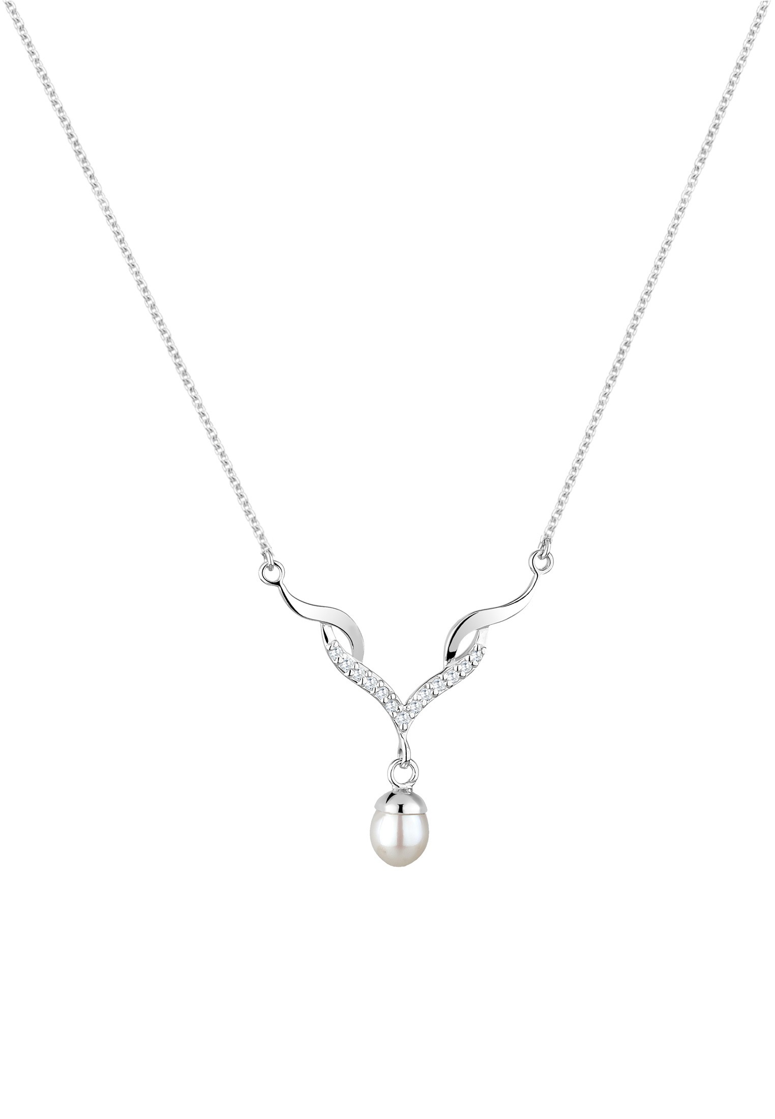 Elli Silberkette »Halskette Elli Halskette Collier Festlich Perle Zirkonia 925 Silber«