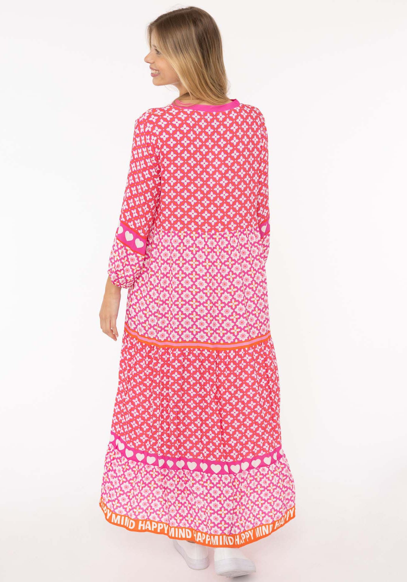 Zwillingsherz Maxikleid »"Dreams"« Ohne Taschen mit Mustermix, Knopfleiste und 3/4 Arm