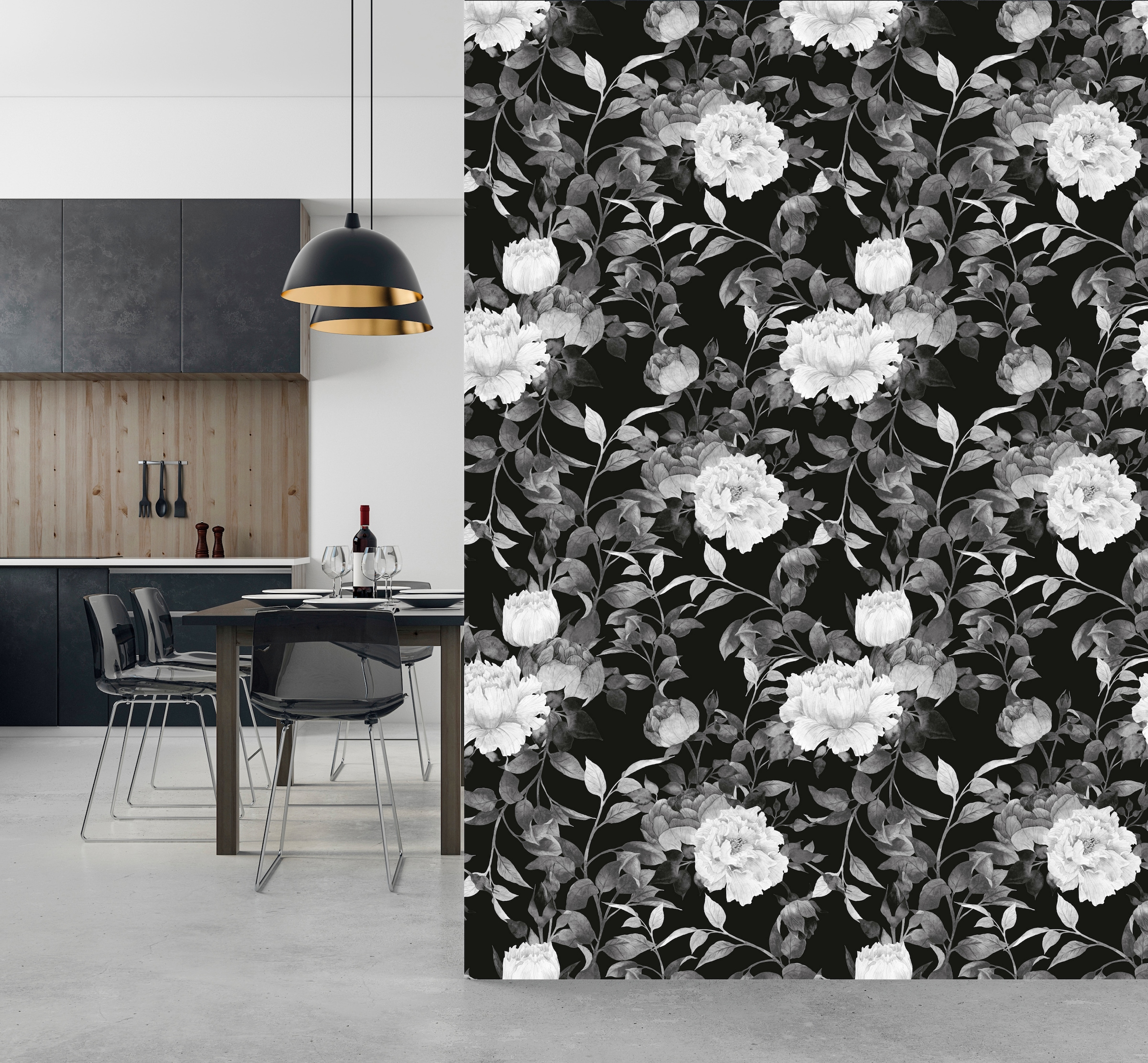 queence Vinyltapete »Alya«, bedruckt-Motiv-botanisch-floral-gemustert-natürlich, 90x250cm, selbstklebend, kinderleichte Anbringung, Sticker