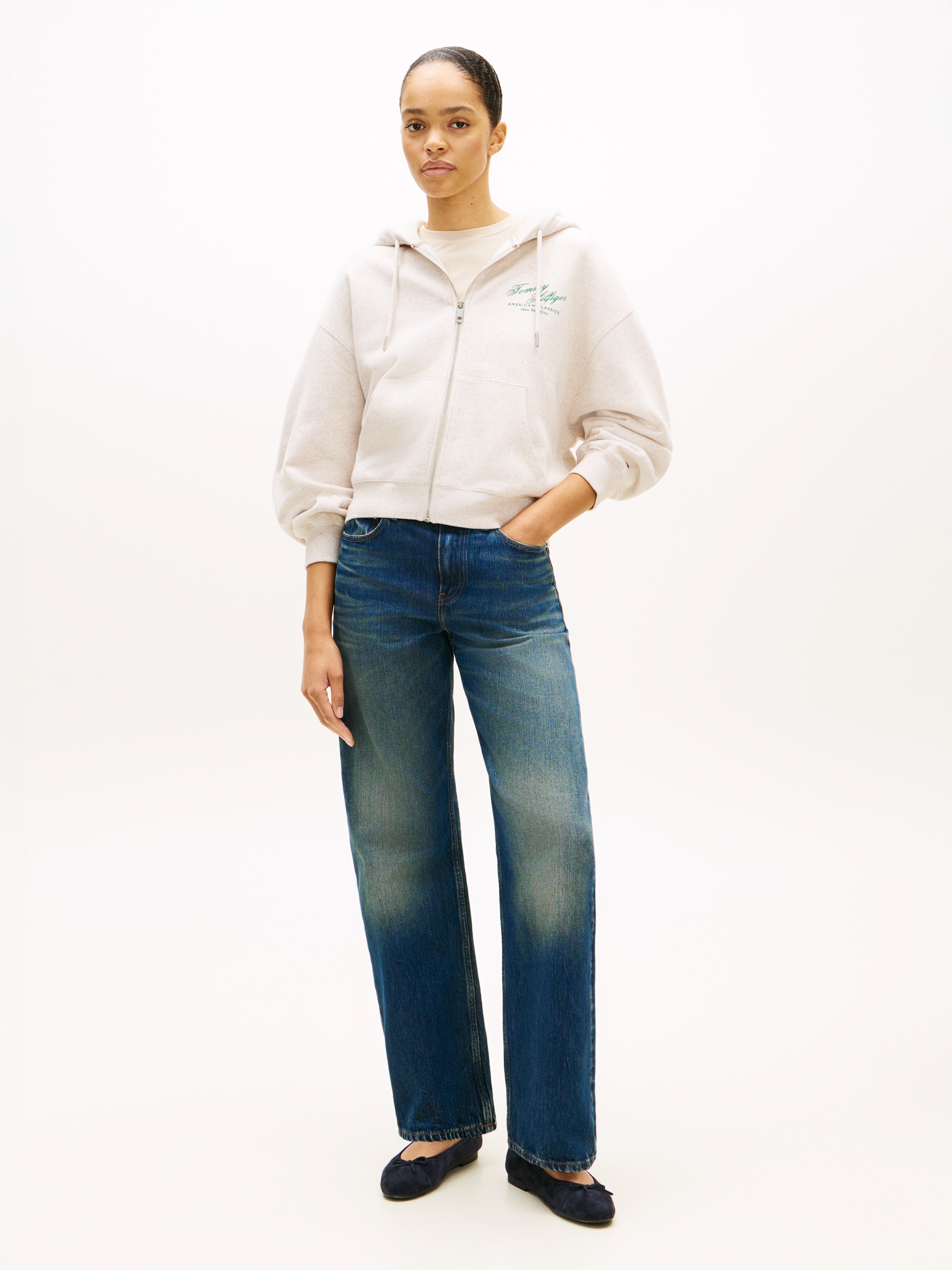 Tommy Hilfiger Kapuzensweatjacke »MDRN SCRIPT ZIP TERRY HOODIE« mit Print auf der Brust, Relaxed Fit
