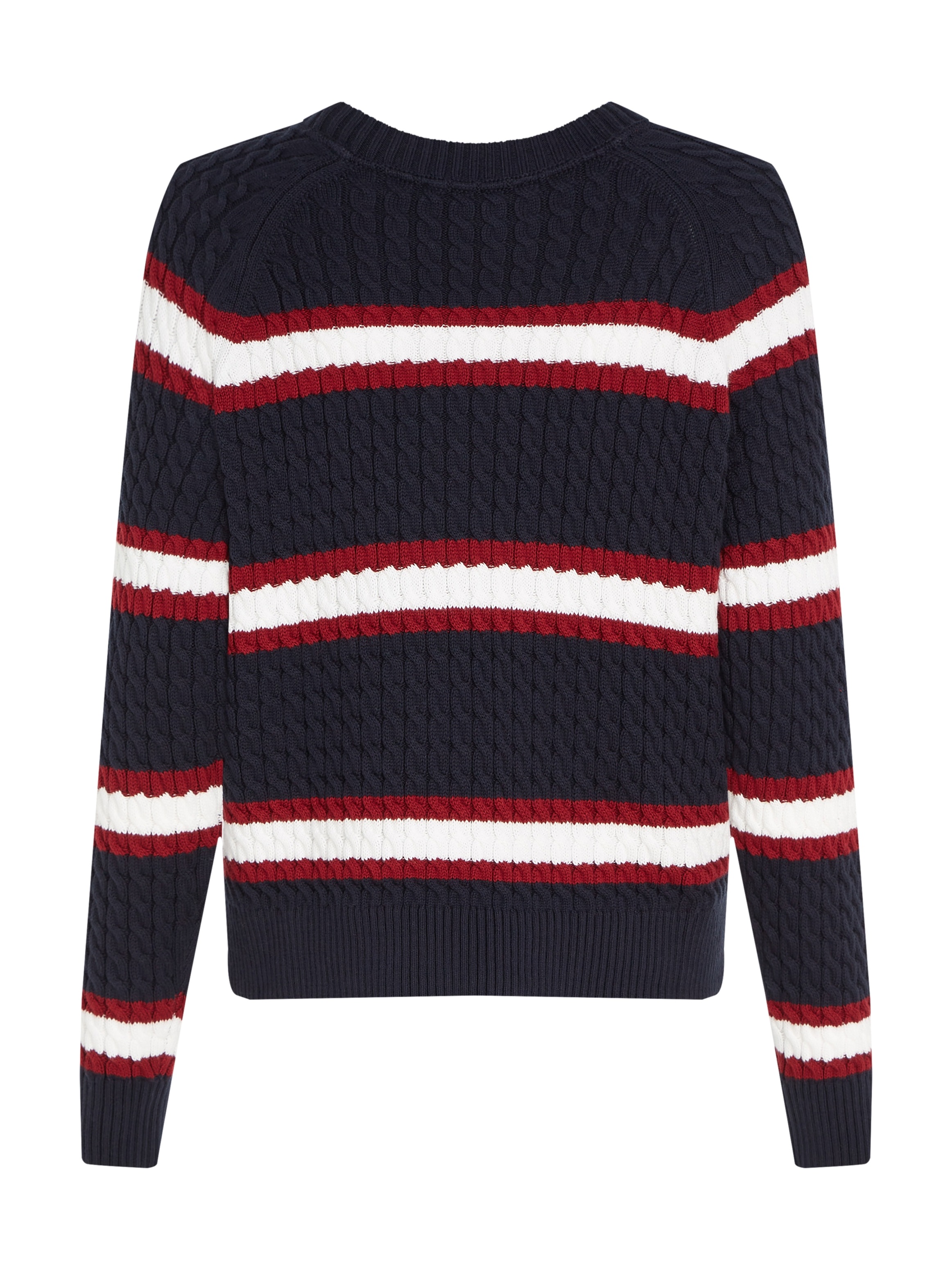 Hilfiger Logostickerei ♕ C-NECK Strickpullover »CO Tommy SWEATER«, bei mit CABLE MINI