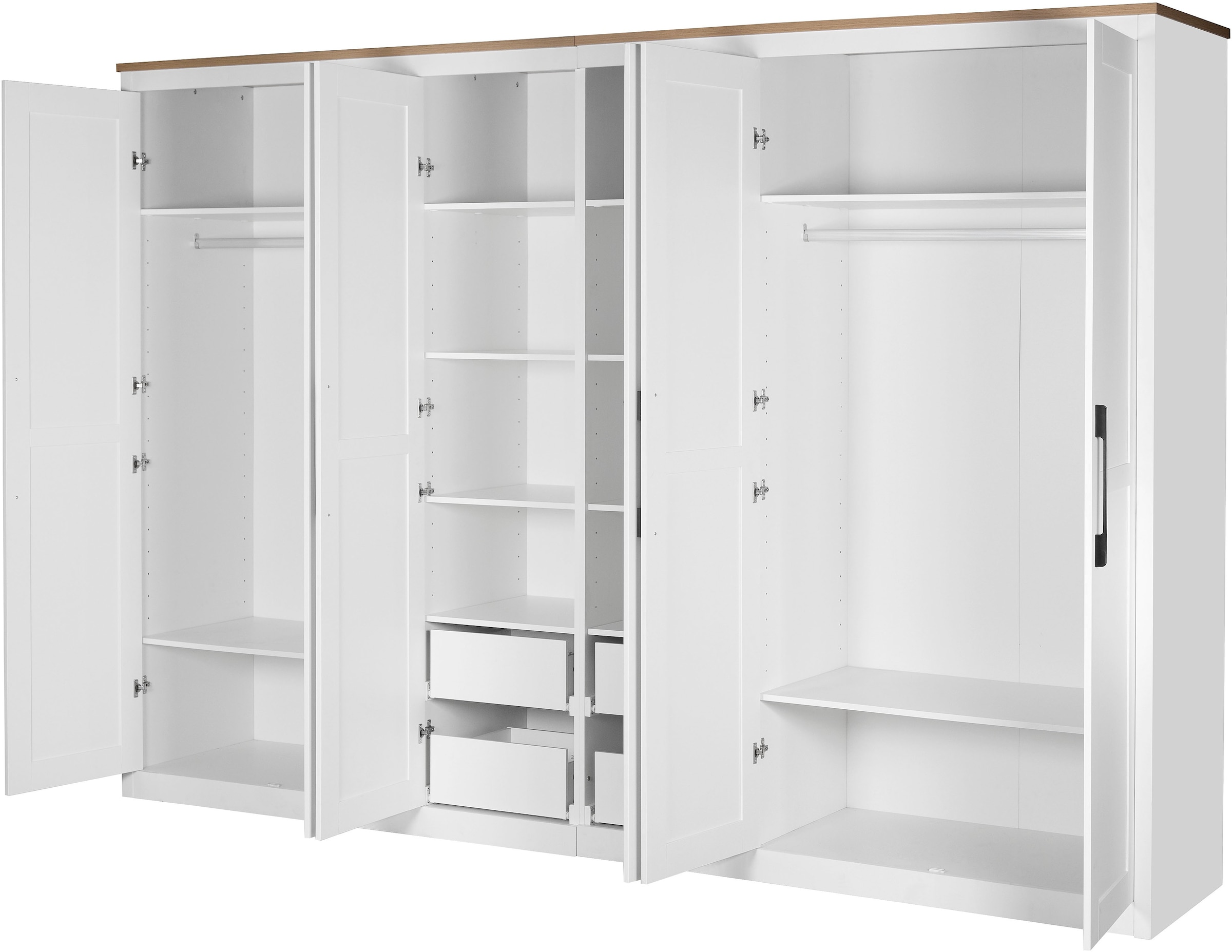 OTTO home Kleiderschrank »Büsum Schlafzimmer Schrank mit 6 Türen« stabile robuste Bauweise mit optimaler Aufteilung  - Breite 3m,  Schlafzimmerschrank Landhaus Design Garderobe Schrank Bestseller