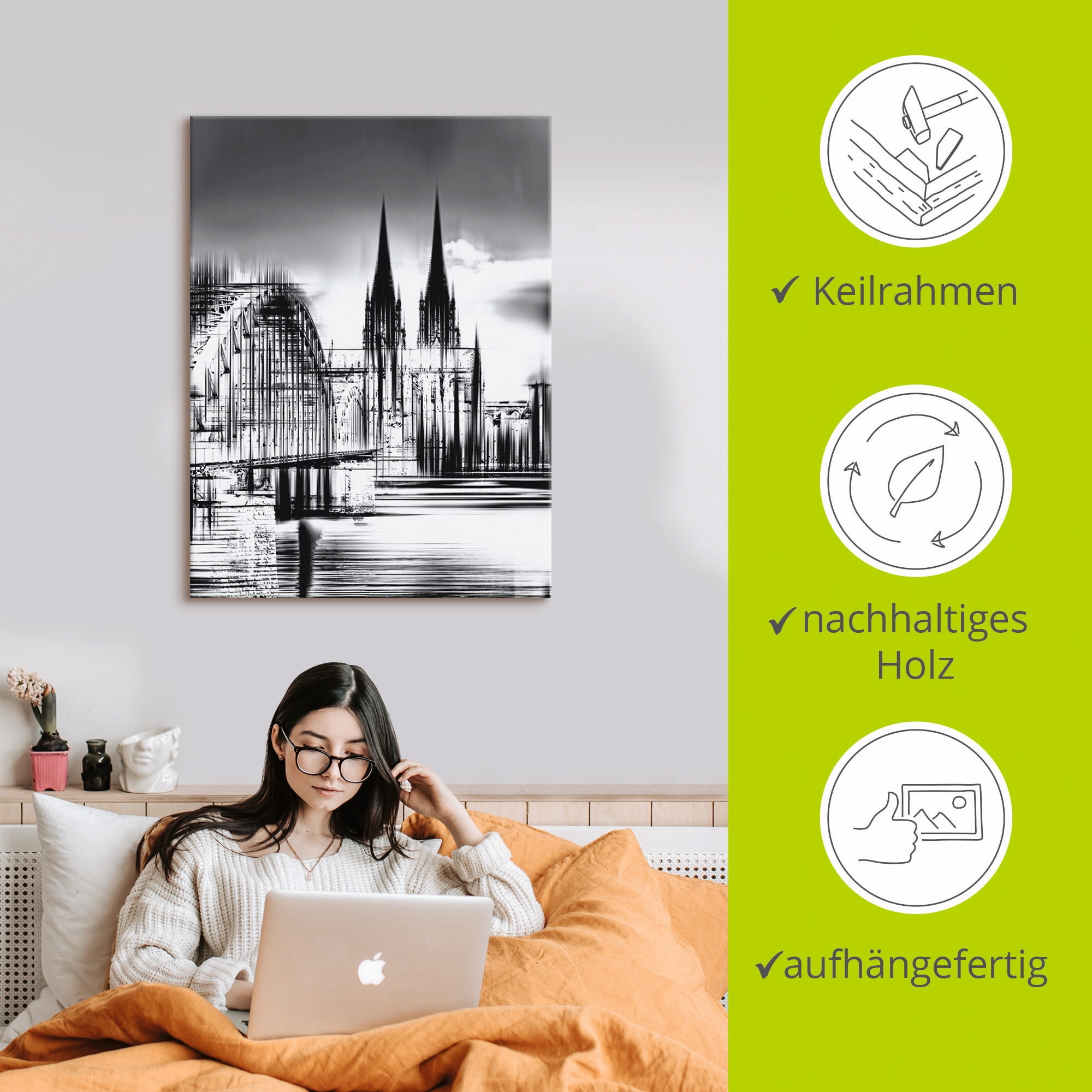 Artland Wandbild »Köln Skyline Collage III«, Deutschland, (1 St.), als Leinwandbild, Poster, Wandaufkleber in verschied. Größen