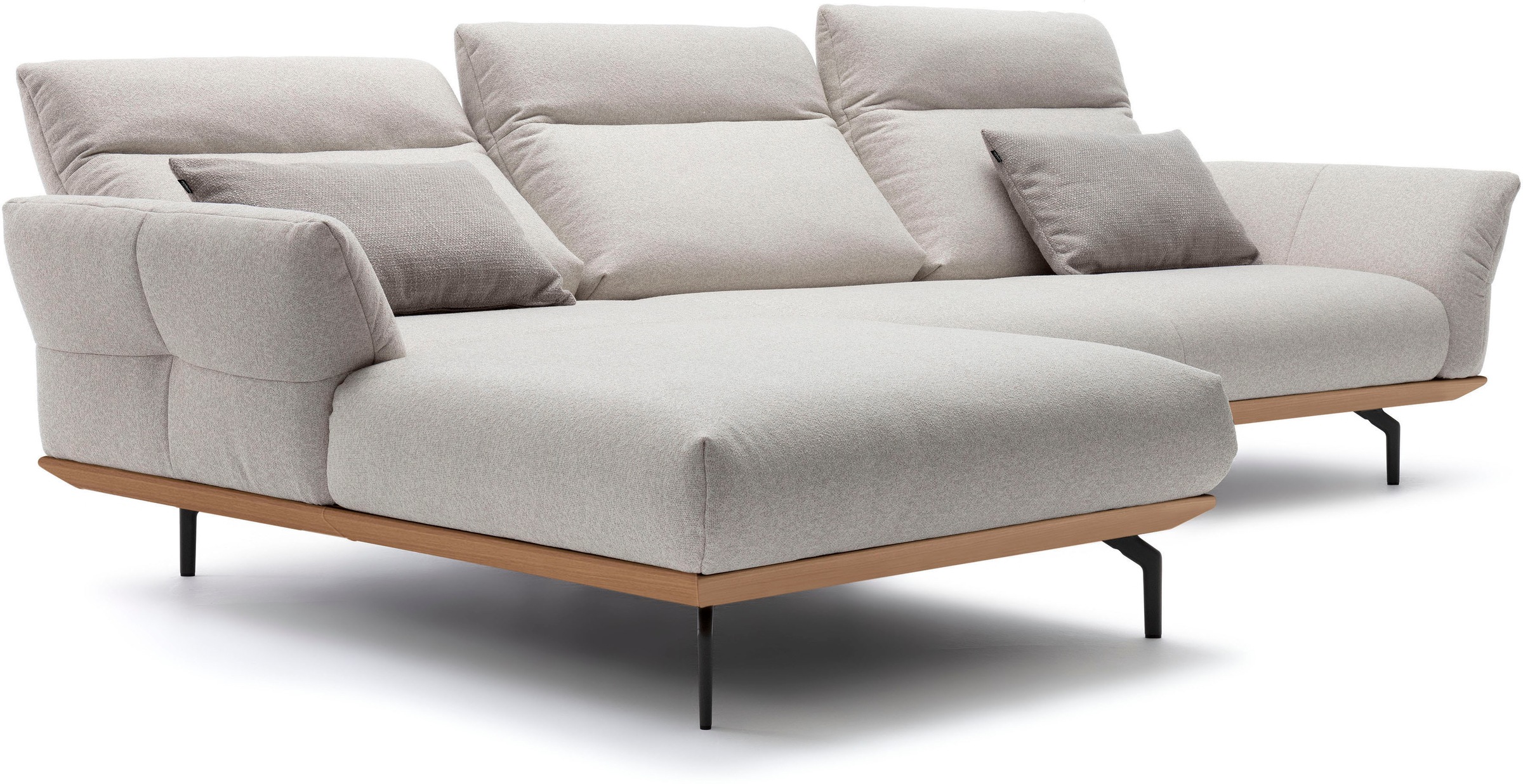 Creation BY ROLF BENZ Ecksofa »CR.460«, Sockel in Eiche, Winkelfüße in Umbragrau, Breite 318 cm