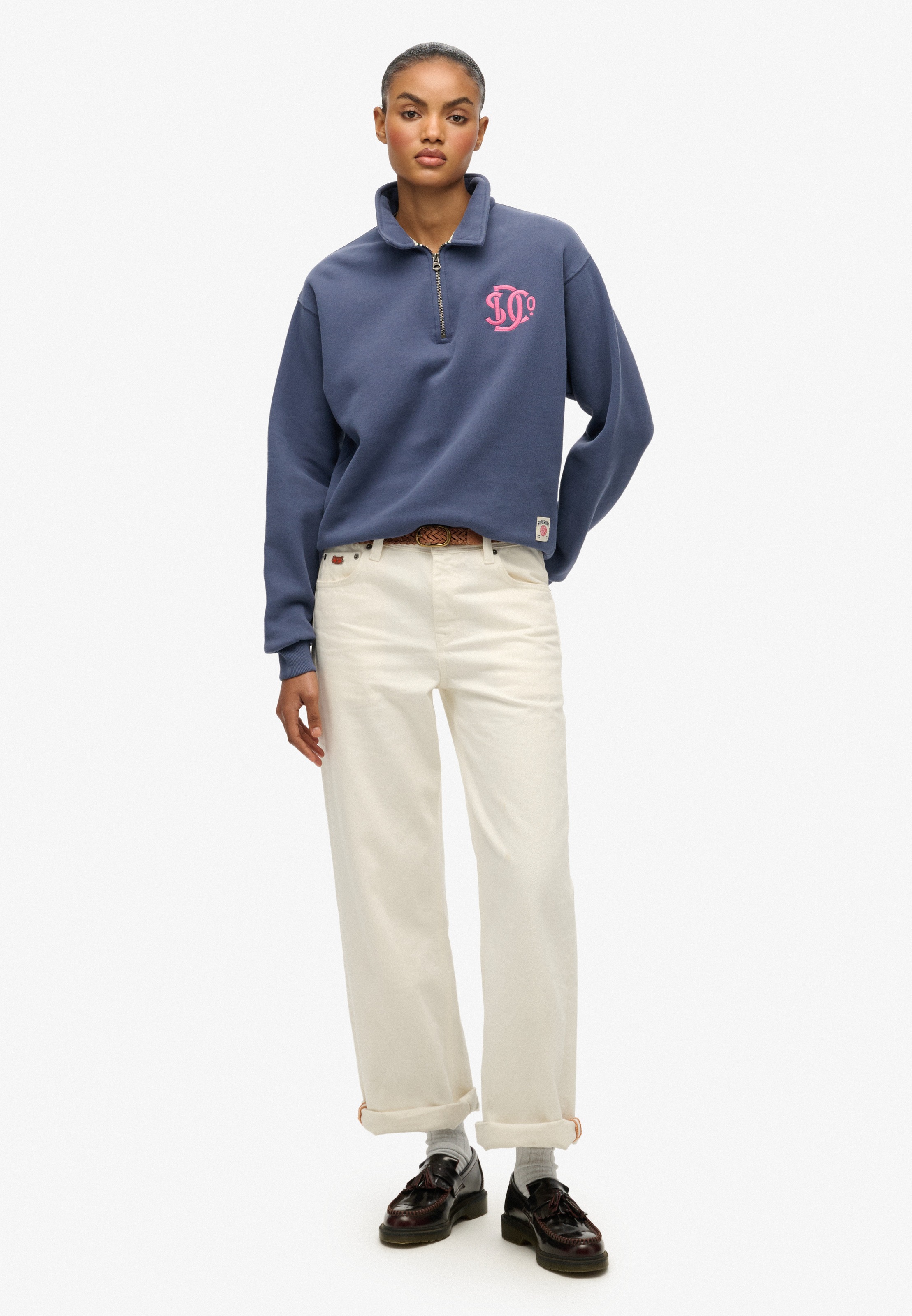 Superdry Sweatshirt »SD&CO NEON COLLARED HALF ZIP«, mit Reißverschluss, aus Baumwolle und Polyester, Loose Fit
