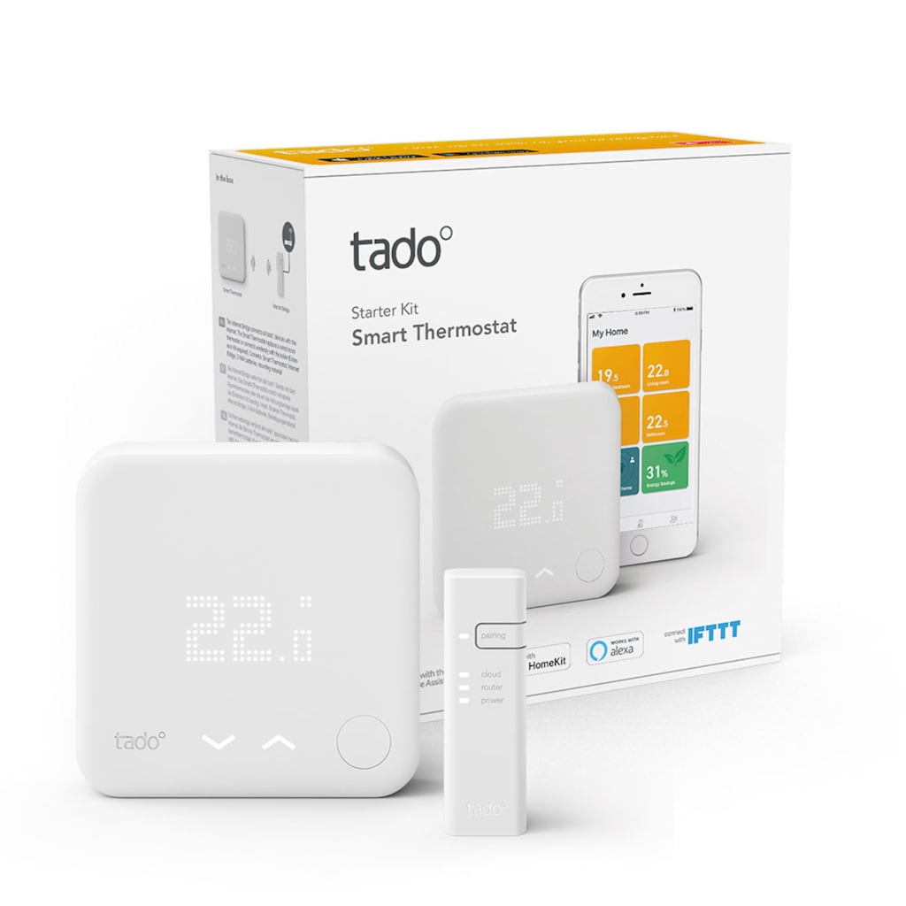 Tado Heizkörperthermostat »Starter Kit - Smartes Thermostat V3+ (Verkabelt) für Heizthermen + FBH«