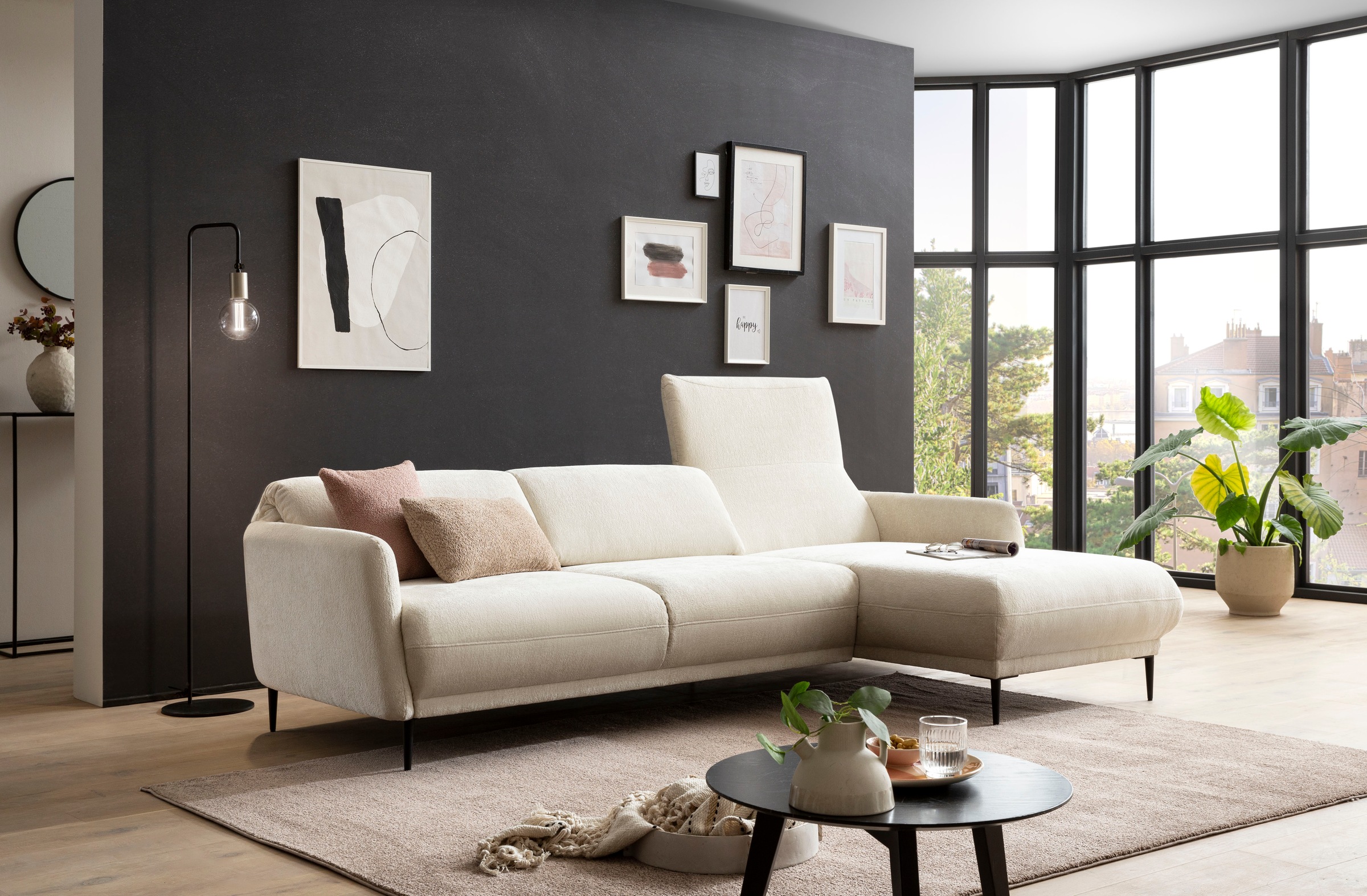 andas Ecksofa »Skovsende Sitzbreite 245 cm, Rückenlehne stufenlos hochklappbar für«, individuellen Sitzkomfort Kopfteilverstellung, L-Form