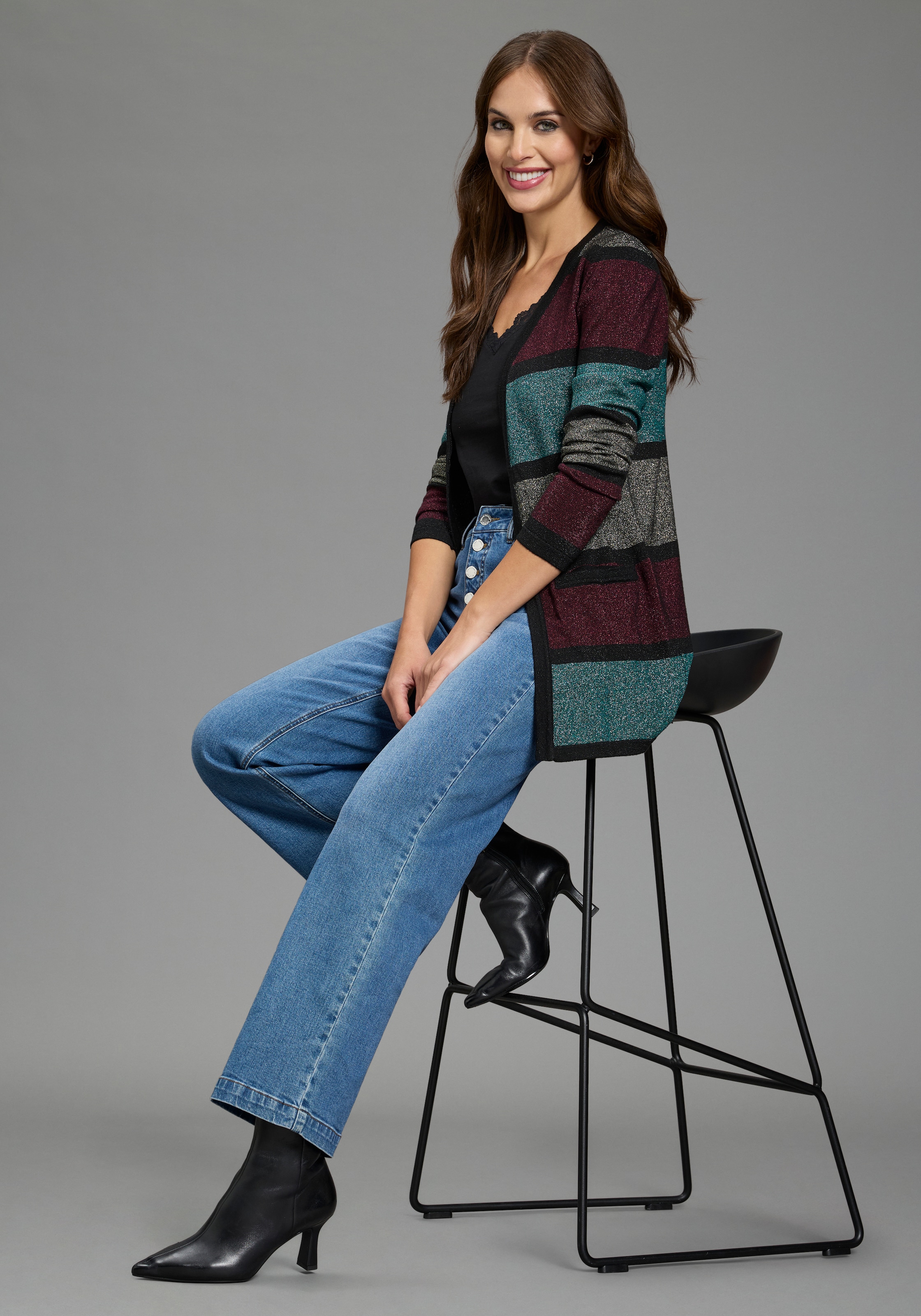 Melrose Longstrickjacke aus weichem Glitzergarn