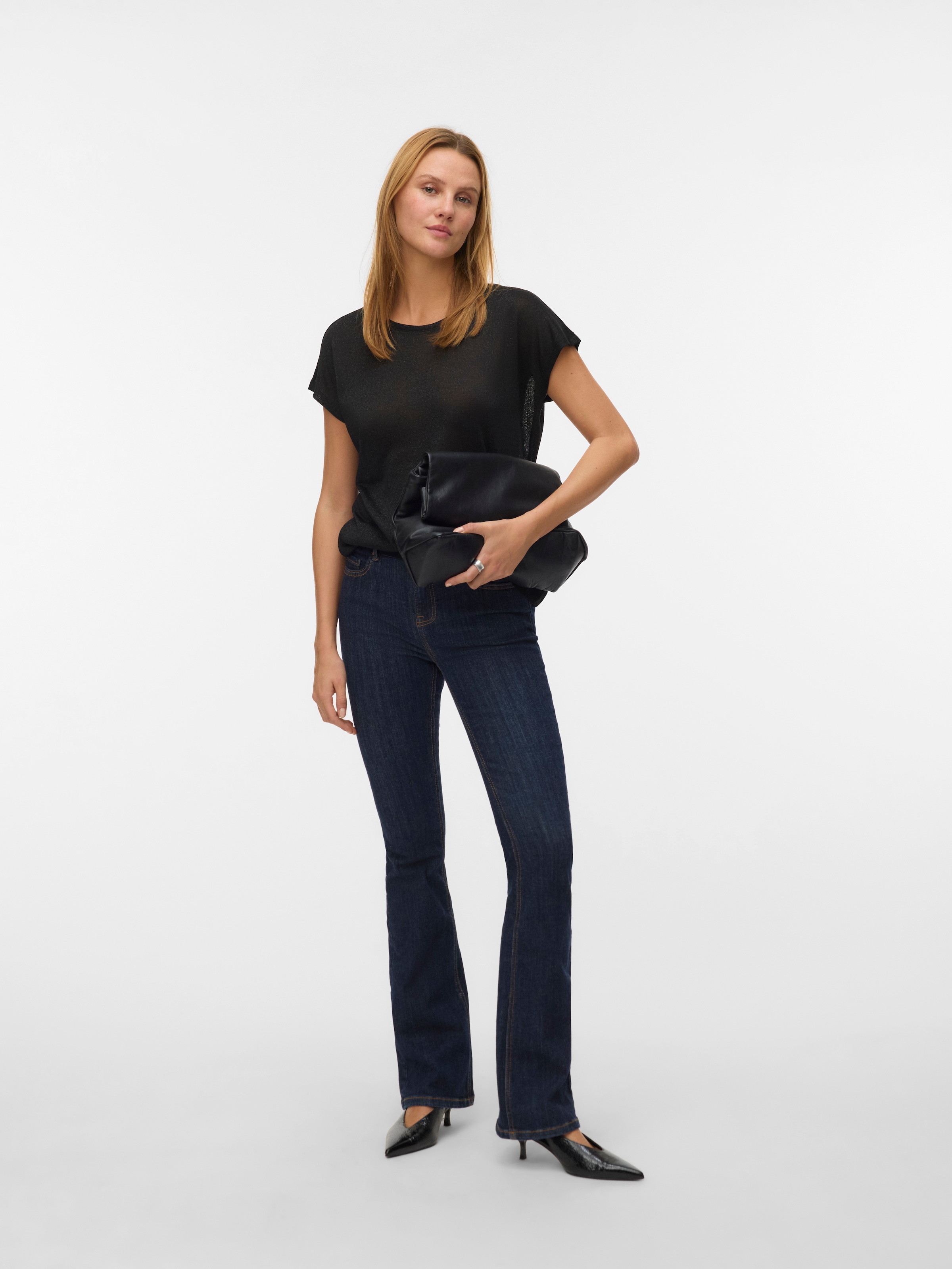 Vero Moda Kurzarmshirt »VMSARAH AVA SS TOP JRS GA NOOS« mit Glitzerdetails