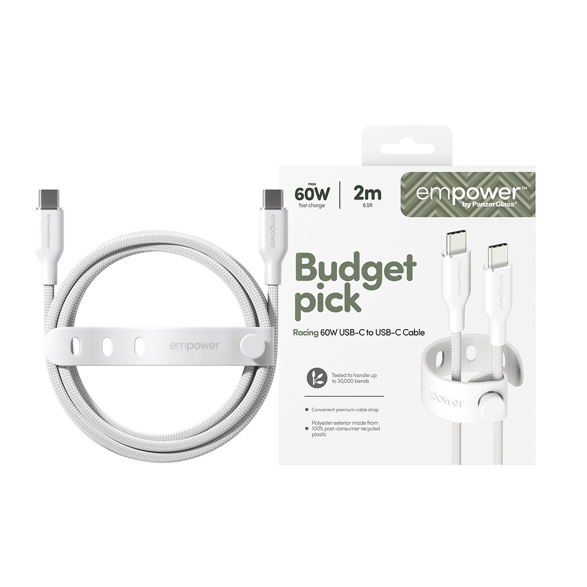 empower by PanzerGlass USB-Kabel »Racing 60W USB-C zu USB-C Kabel USB 2.0 2 m« USB-C 200 cm
