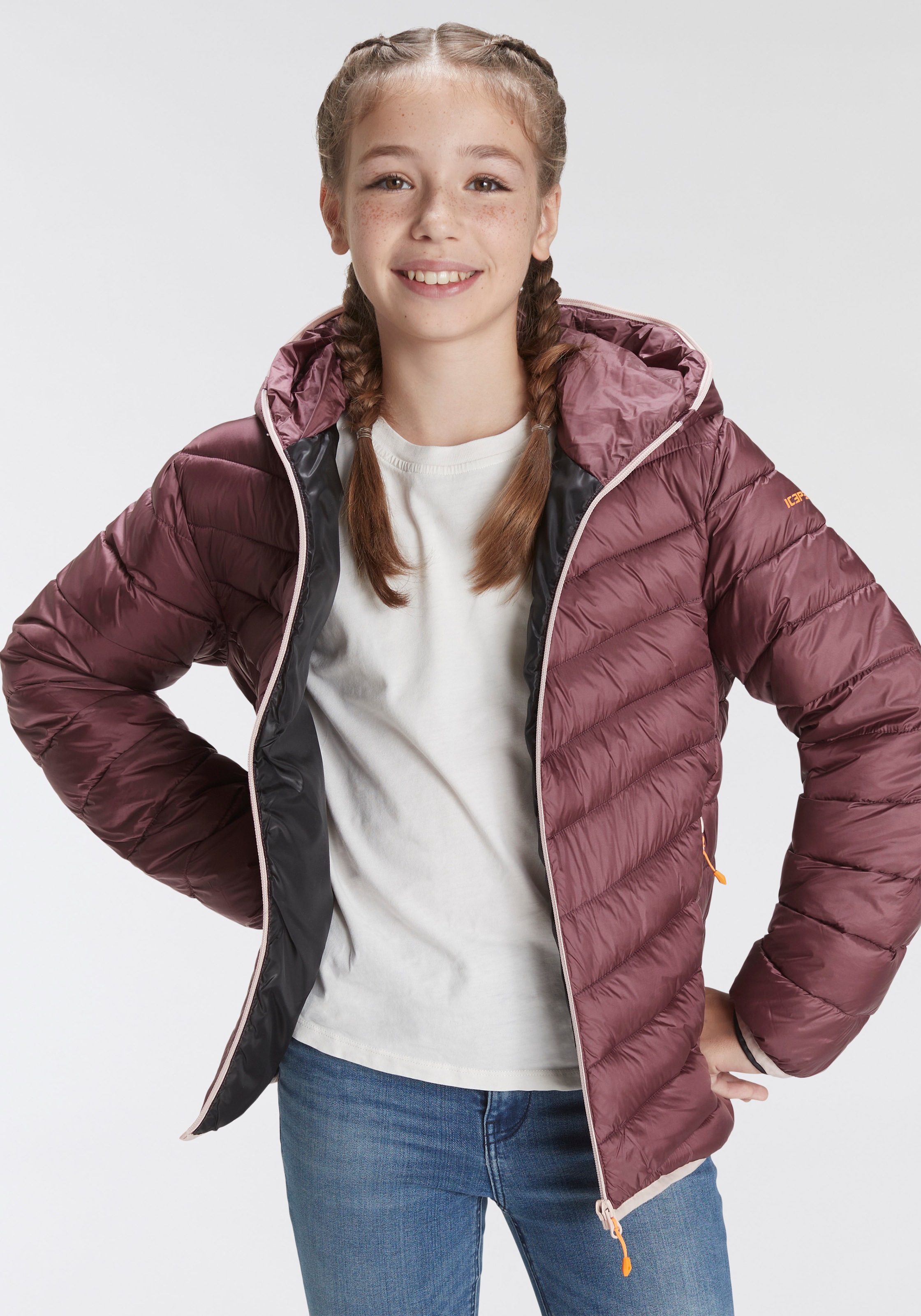 Icepeak Funktionsjacke »PENIG JR - für Kinder«, mit Kapuze, mit kontrastfarbenem Logoschriftzug am Oberarm