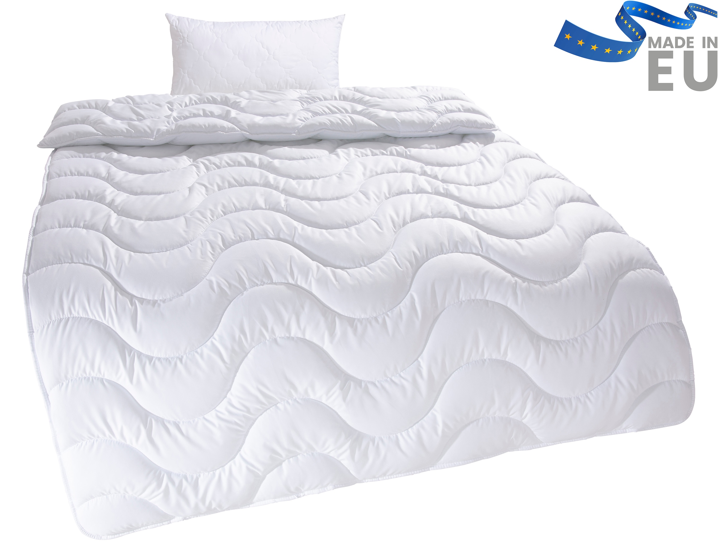 OTTO home Microfaserbettdecke + Microfaserkissen "Mailo, Bettdecke 135x200 cm, 155x220 cm" 2-tlg., Set mit Kissen 80x80 cm, Sommer, Winter