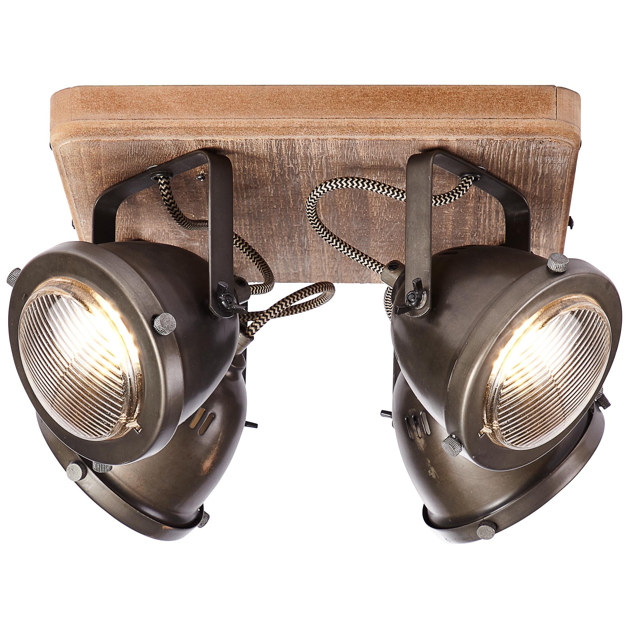 Brilliant Deckenstrahler »Carmen Wood«, 4 flammig, Leuchtmittel GU10 | ohne Leuchtmittel, Spotplatte 4flg burned steel/holz