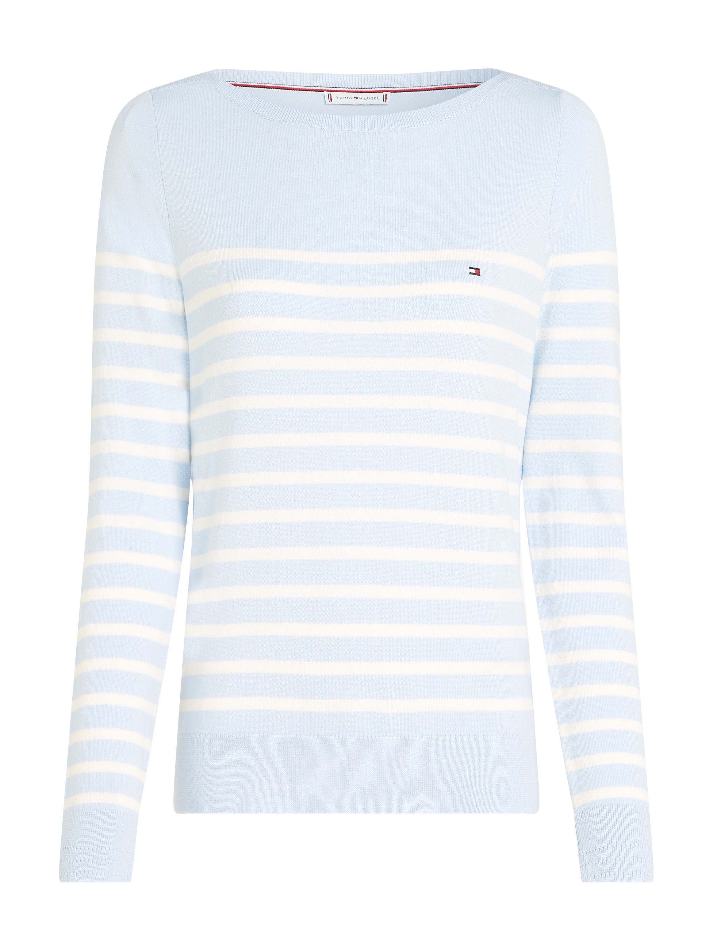 Tommy Hilfiger Strickpullover »CO JERSEY STITCH BOAT-NK SWEATER«, mit Tommy Hilfiger Logo-Flag am Ärmel