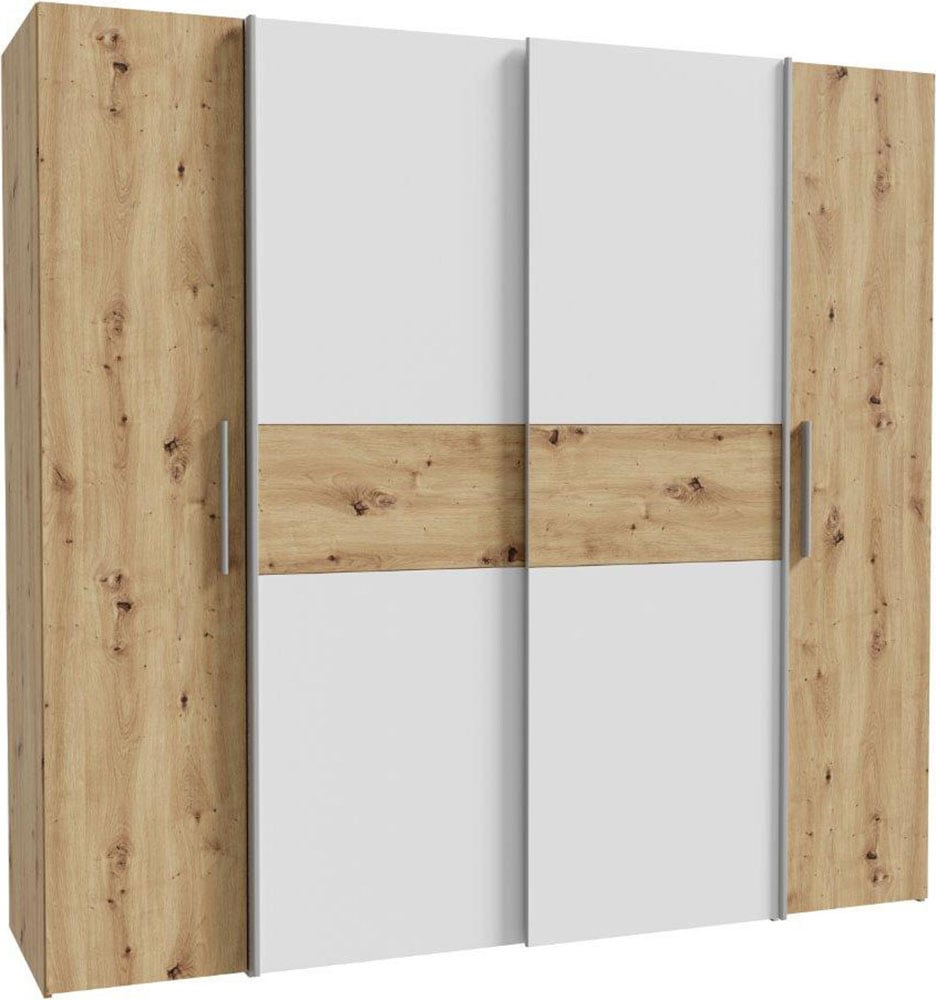 FORTE Kleiderschrank »Kalixtus, TOPSELLER, Made in Europe«, (B/H/T ca. 200x190x60 cm, 2 Schiebetüren, 2 Drehtüren, 8 Einlegeböden), Kombination aus Dreh- und Schwebetüren, mehrere Farben