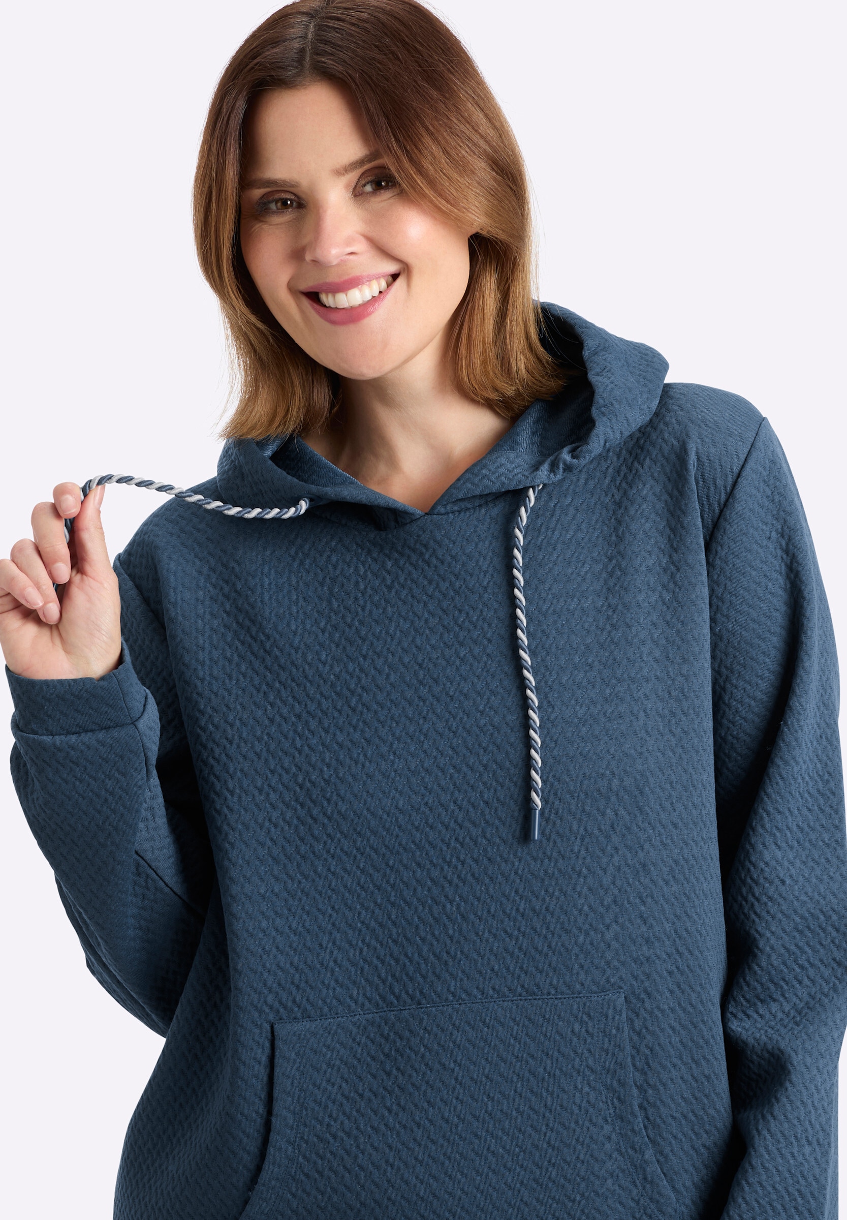 Sheego Sweatshirt »Sweatshirt Sweatshirt mit Kapuzenkragen und Kängurutaschen«
