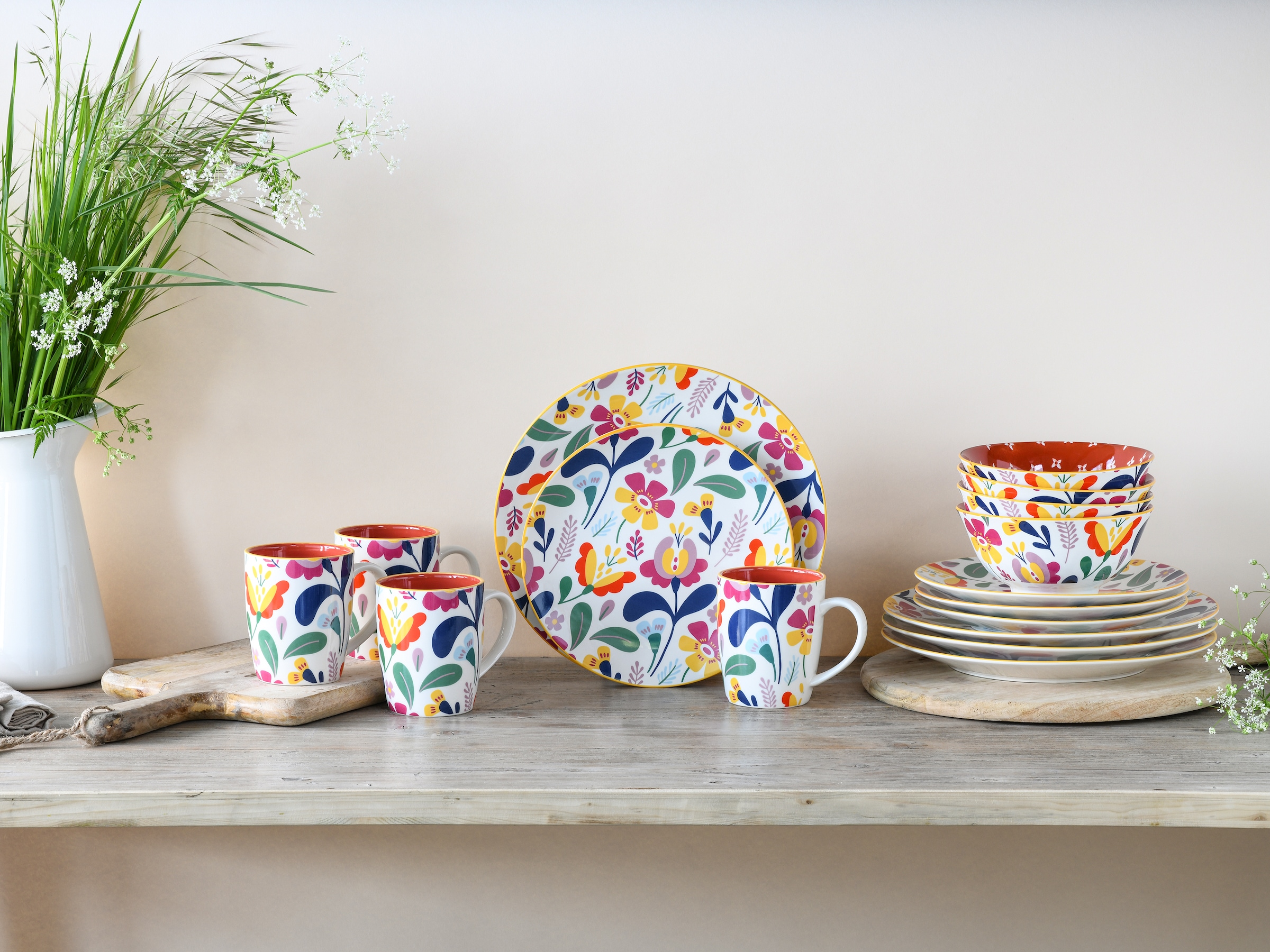 CreaTable Kombiservice »Folklore Bunt, Kombi-Service 16 tlg« Blumenmotive