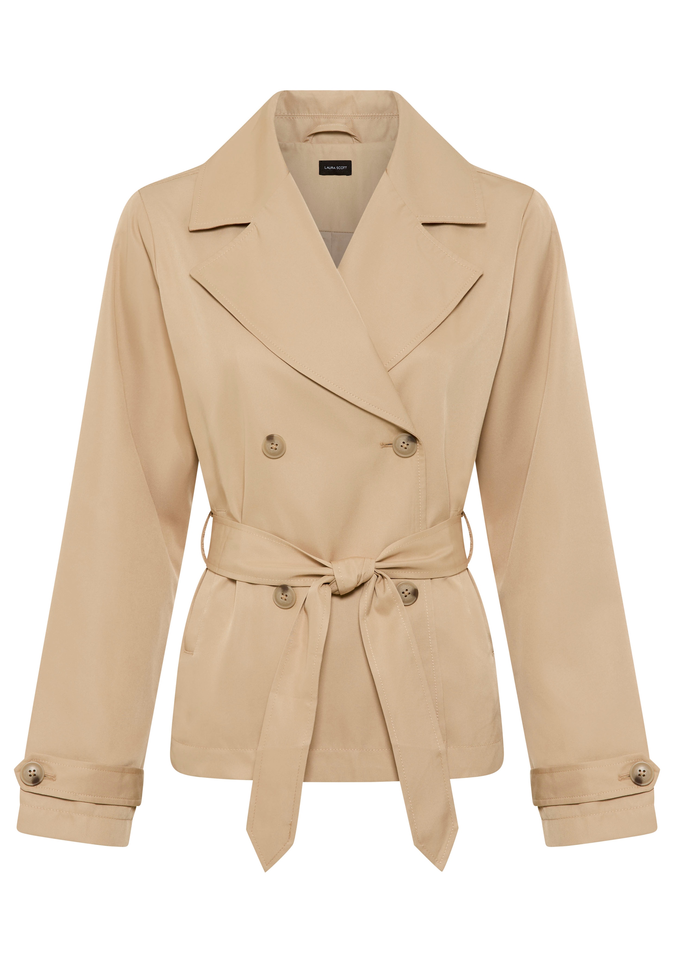 Laura Scott Kurzjacke kurzer Trenchcoat, Übergangsjacke, zweireihiger Verschluss
