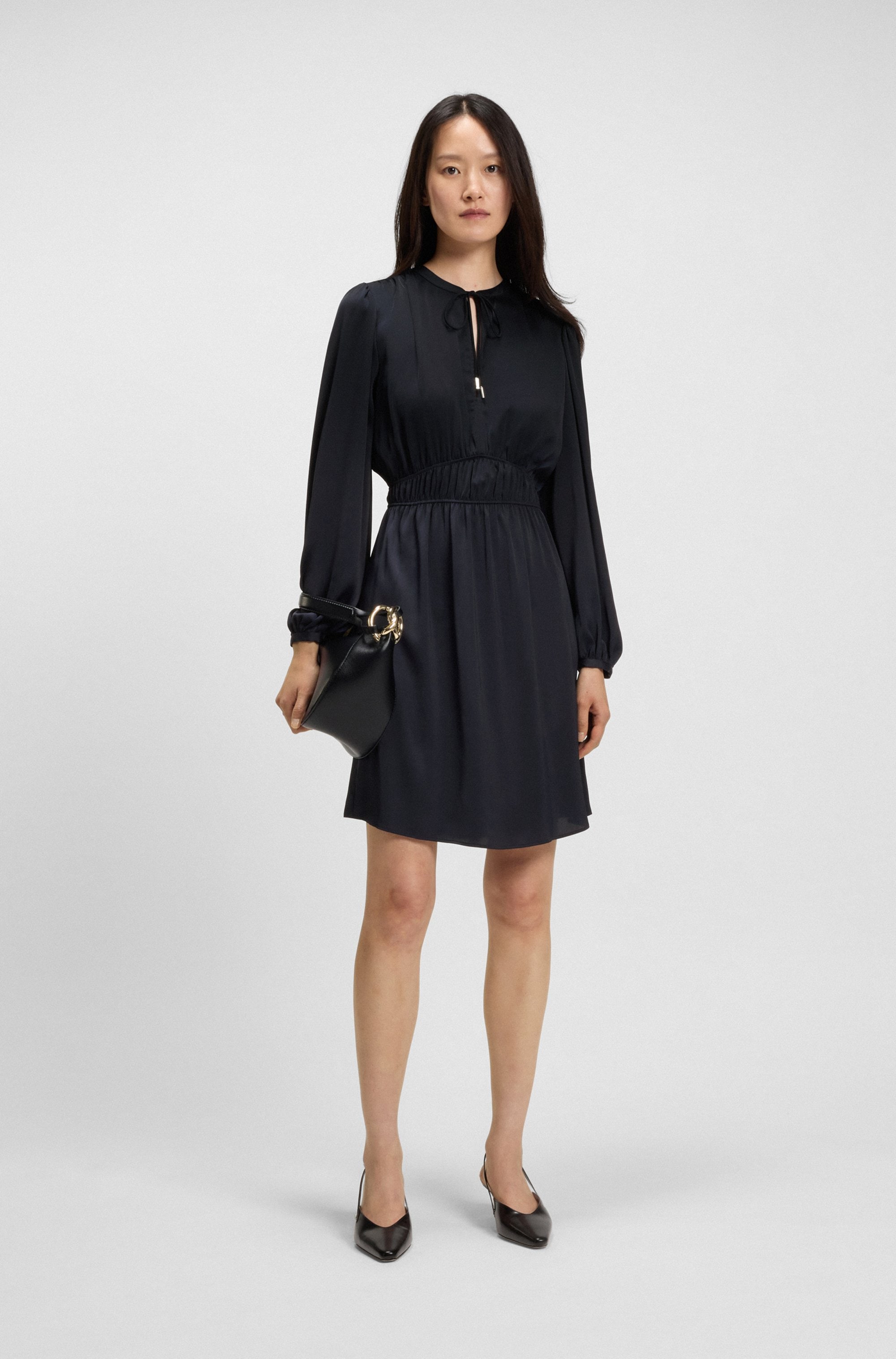 BOSS ORANGE Satinkleid »DECLY Premium Damenmode«, mit Raffungen
