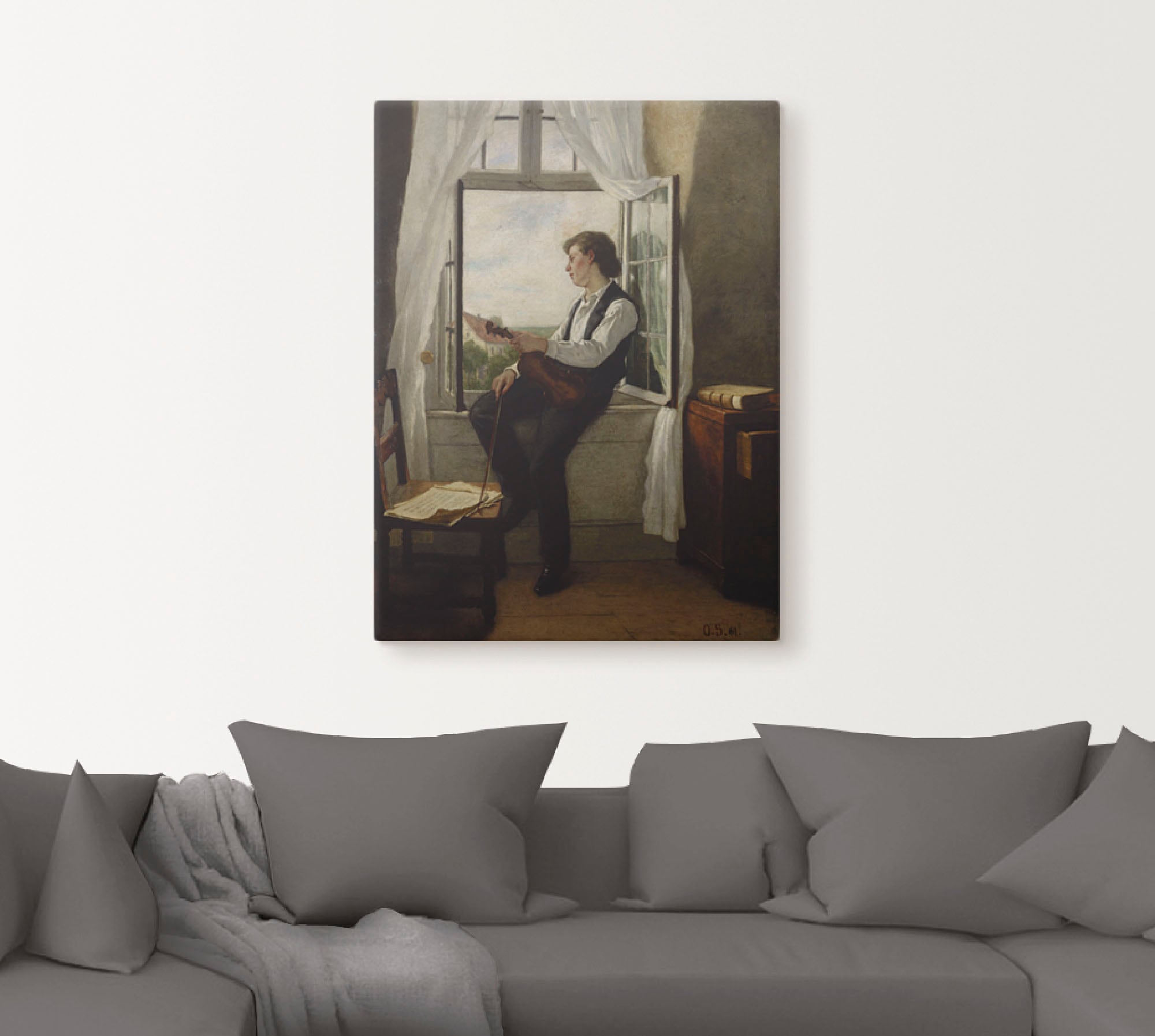 Artland Leinwandbild »Der Geiger am Fenster. 1861«, Mann, (1 St.), auf Keilrahmen gespannt