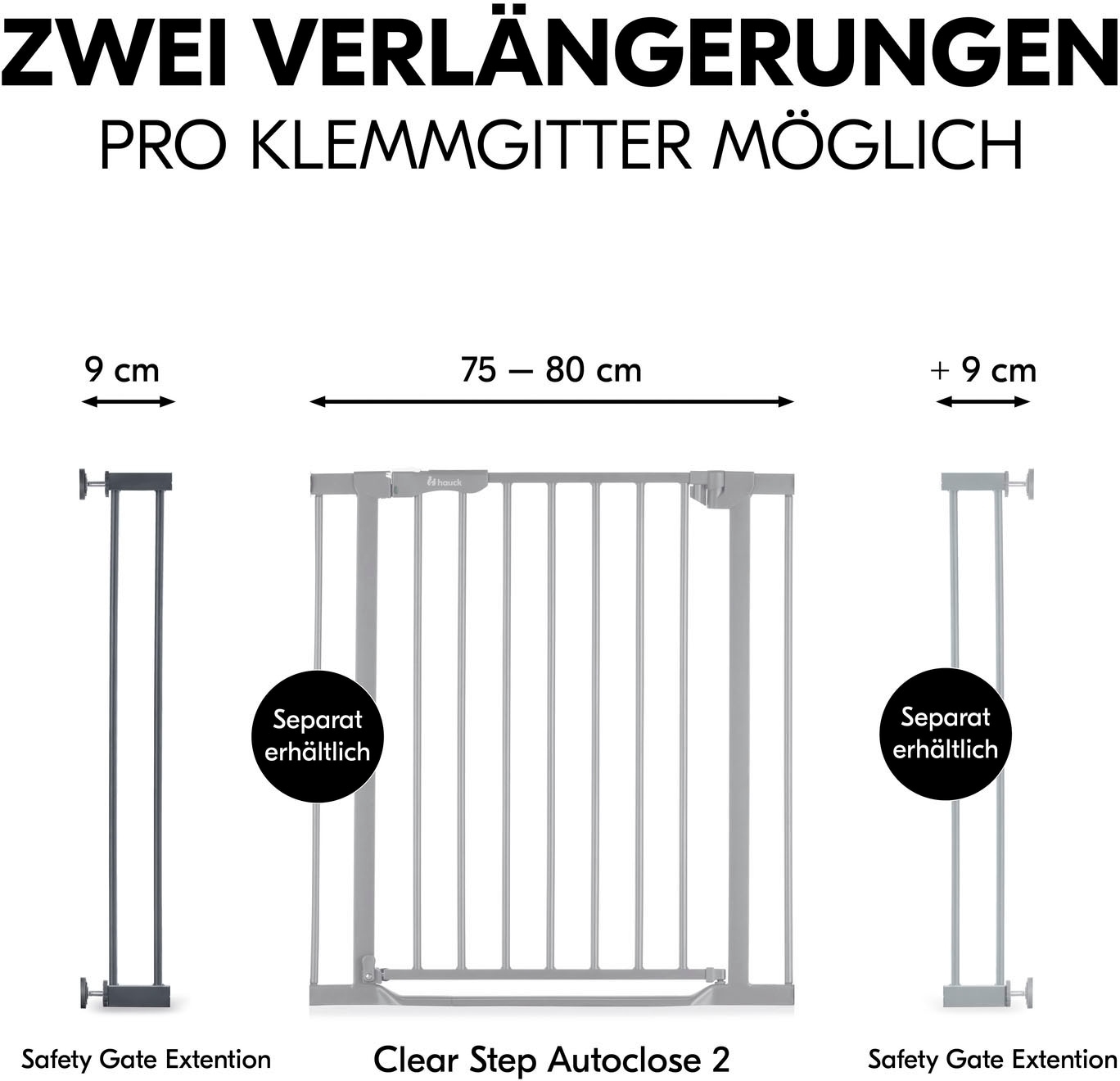 Hauck Verlängerung für Türschutzgitter »Extension, 9 cm, Dark Grey«