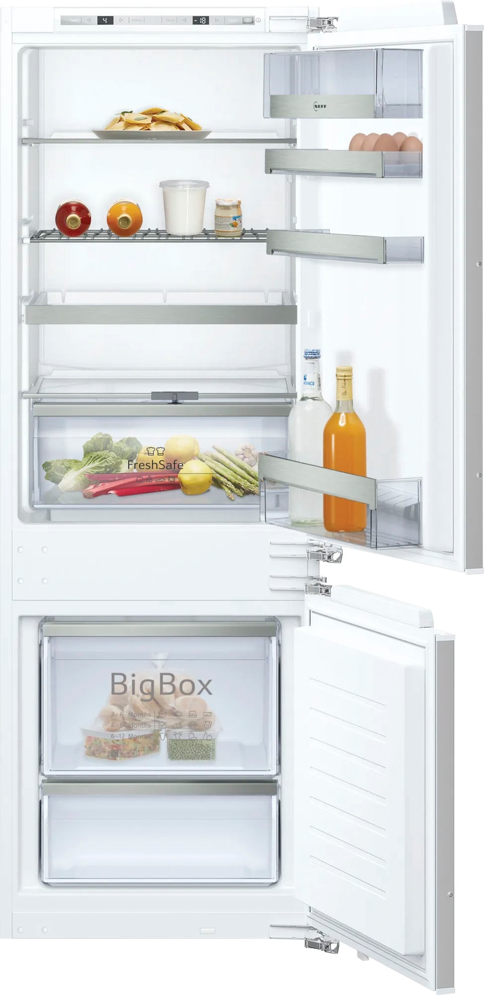 NEFF Einbaukühlgefrierkombination N 70 "KI6773FE1" 157,8 cm hoch 55,8 cm breit Fresh Safe 2: Frischeschublade für die ideale Lagerung von Obst&Gemüse