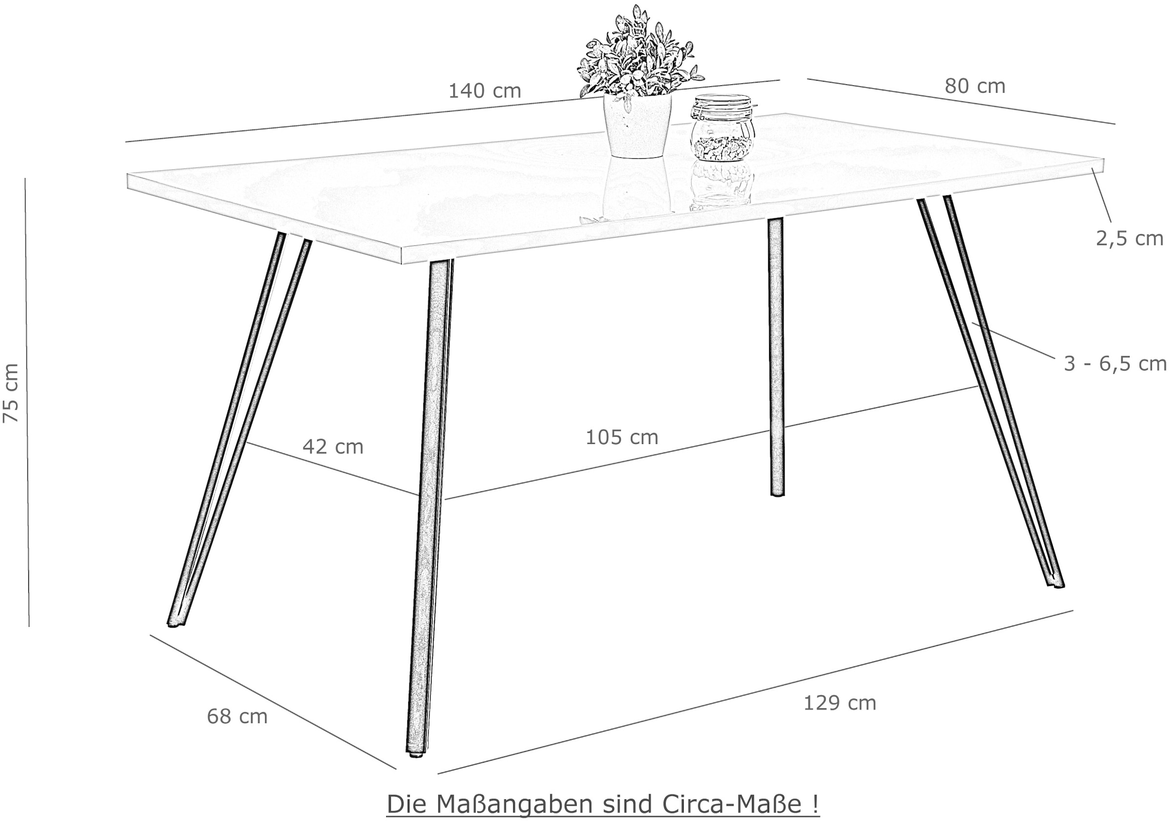 HELA Essgruppe »Jenn«, (5 tlg.), Tisch Hochglanz, 4 Stühle BESTSELLER, Esszimmer Gruppe