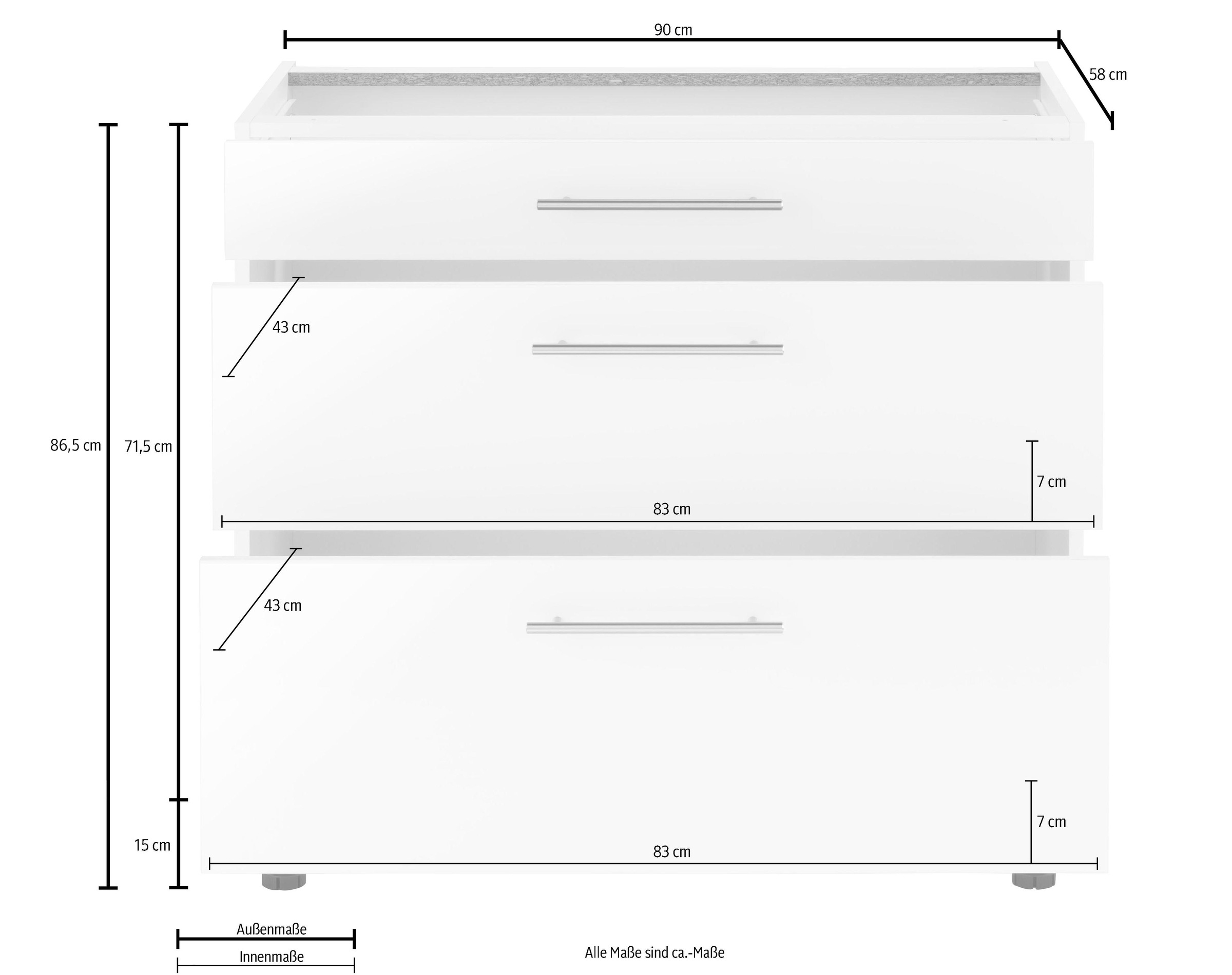 wiho Küchen auf 90 mit »Ela«, Breite Unterschrank Soft-Close-Funktion Raten cm, kaufen