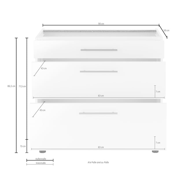 wiho Küchen Unterschrank »Ela«, Breite 90 cm, mit Soft-Close-Funktion auf  Raten kaufen