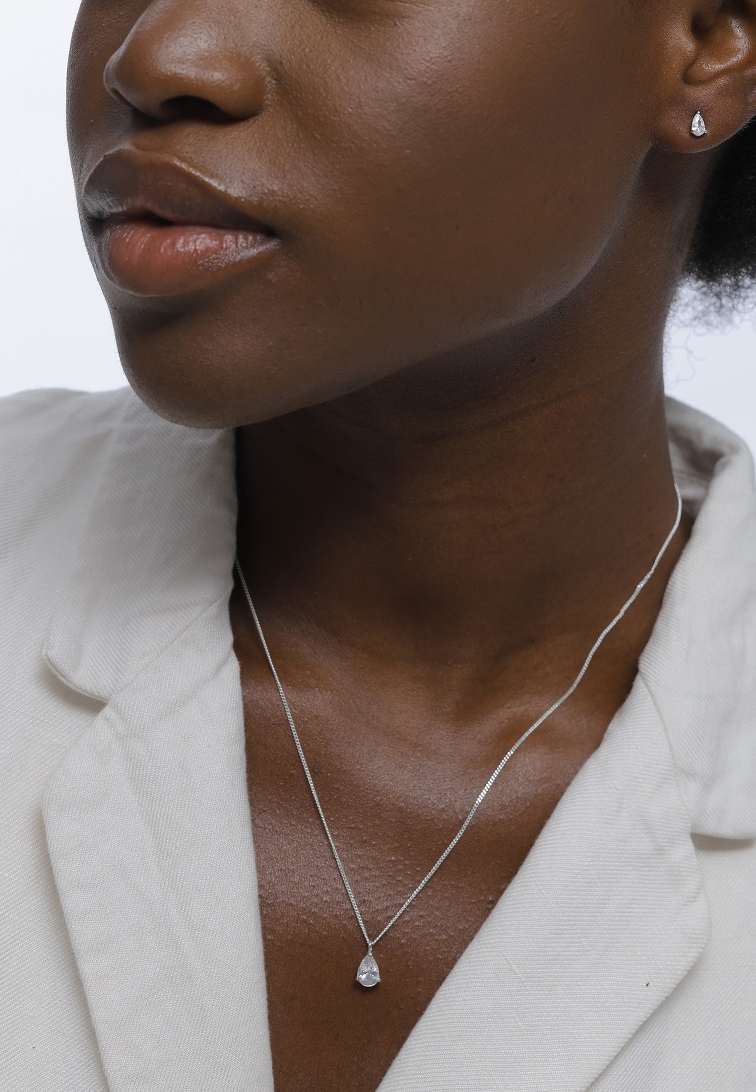 Elli Ohrring und Ketten Set »Schmuckset Kette Ohrstecker Tropfen Zirkonia Set 925 Silber« ()