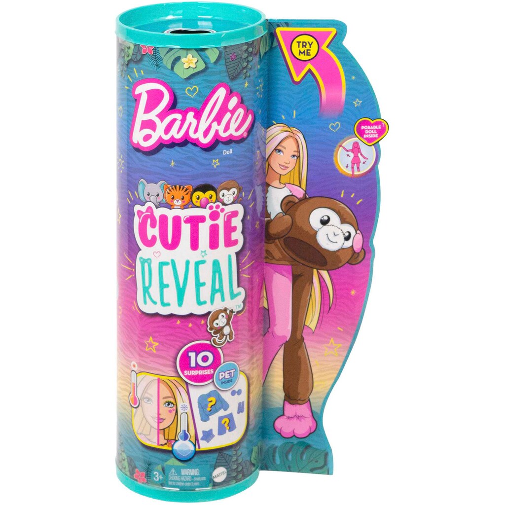 Barbie Anziehpuppe »Cutie Reveal, im Affen-Kostüm (Dschungel-Serie)«, inklusive Accessoires