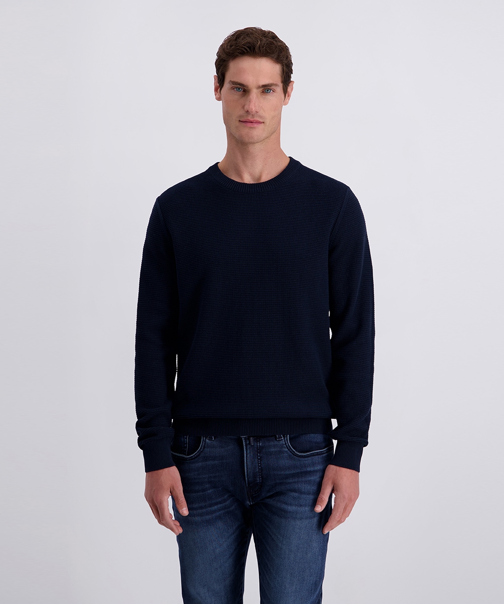 Pierre Cardin Rundhalspullover mit Waffelstruktur- Muster