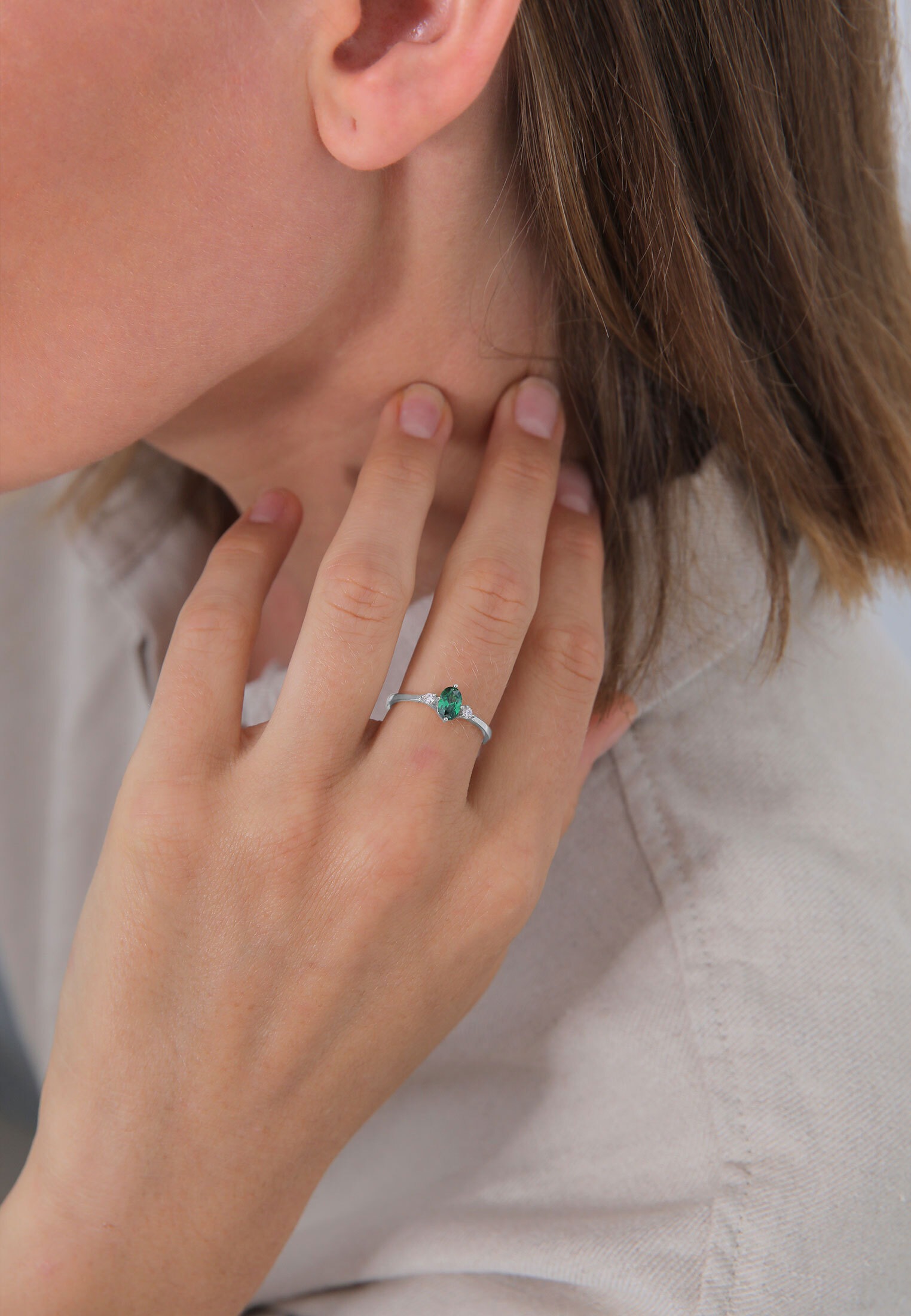 Elli Verlobungsring »Ring Zirkonia Kristalle Grün Verlobung 925er Silber«