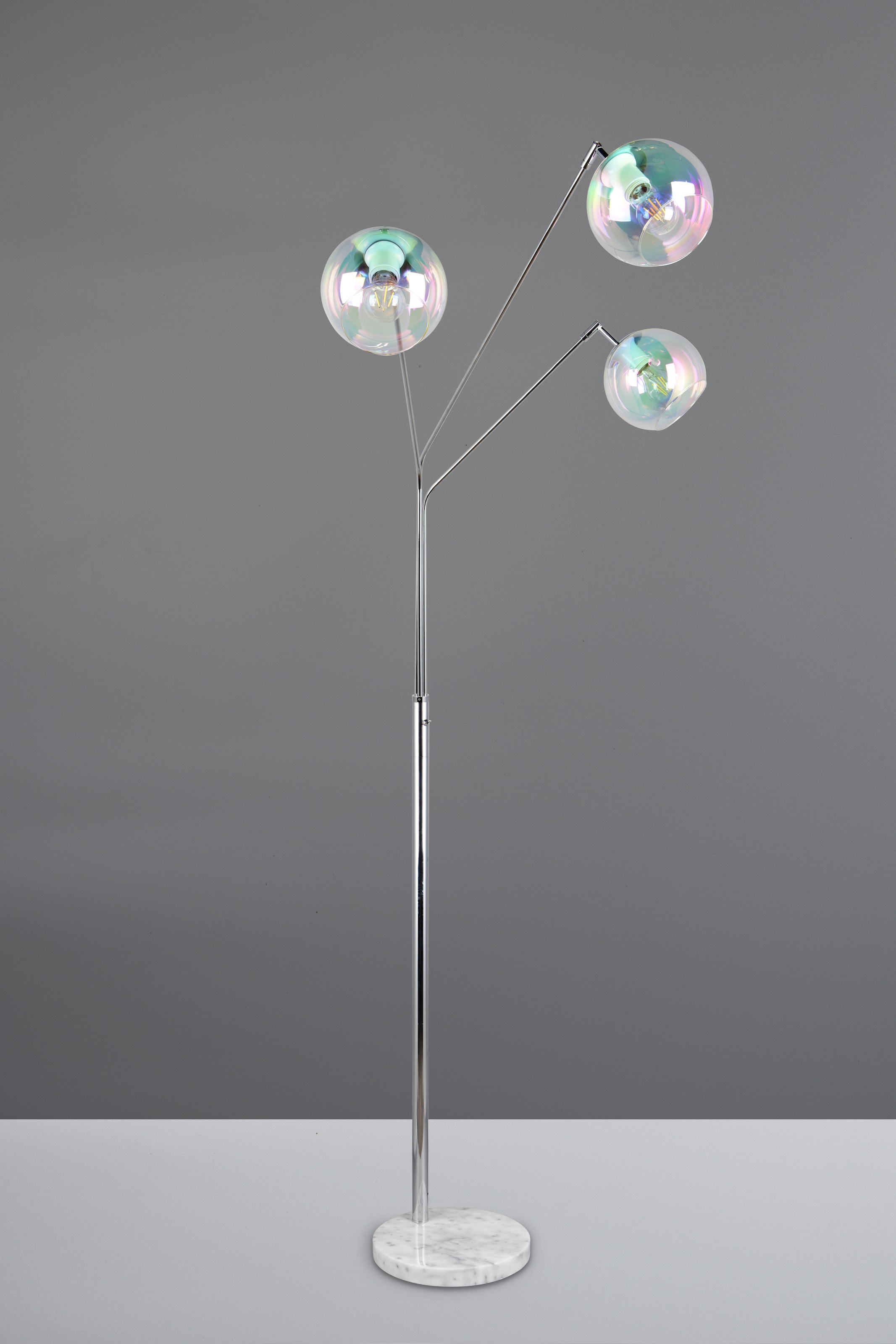 TRIO Leuchten Stehlampe »PAXTON, dreiflammige Stehleuchte, Glas Lampenschirme, Arme verstellbar« E27 1 Stk. warmweiß - kaltweiß exkl. 3x E27 max 10W, Höhe 200cm Breite 67cm, Kippschalter, 2m Kabel