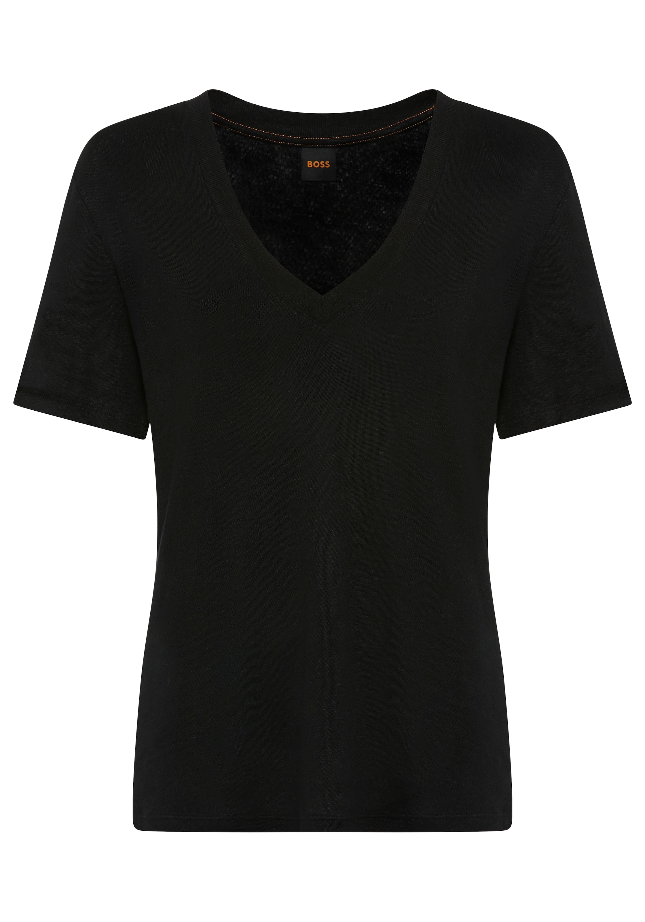 BOSS ORANGE T-Shirt »Ela Premium Damenmode« aus Leinen, V-Ausschnitt