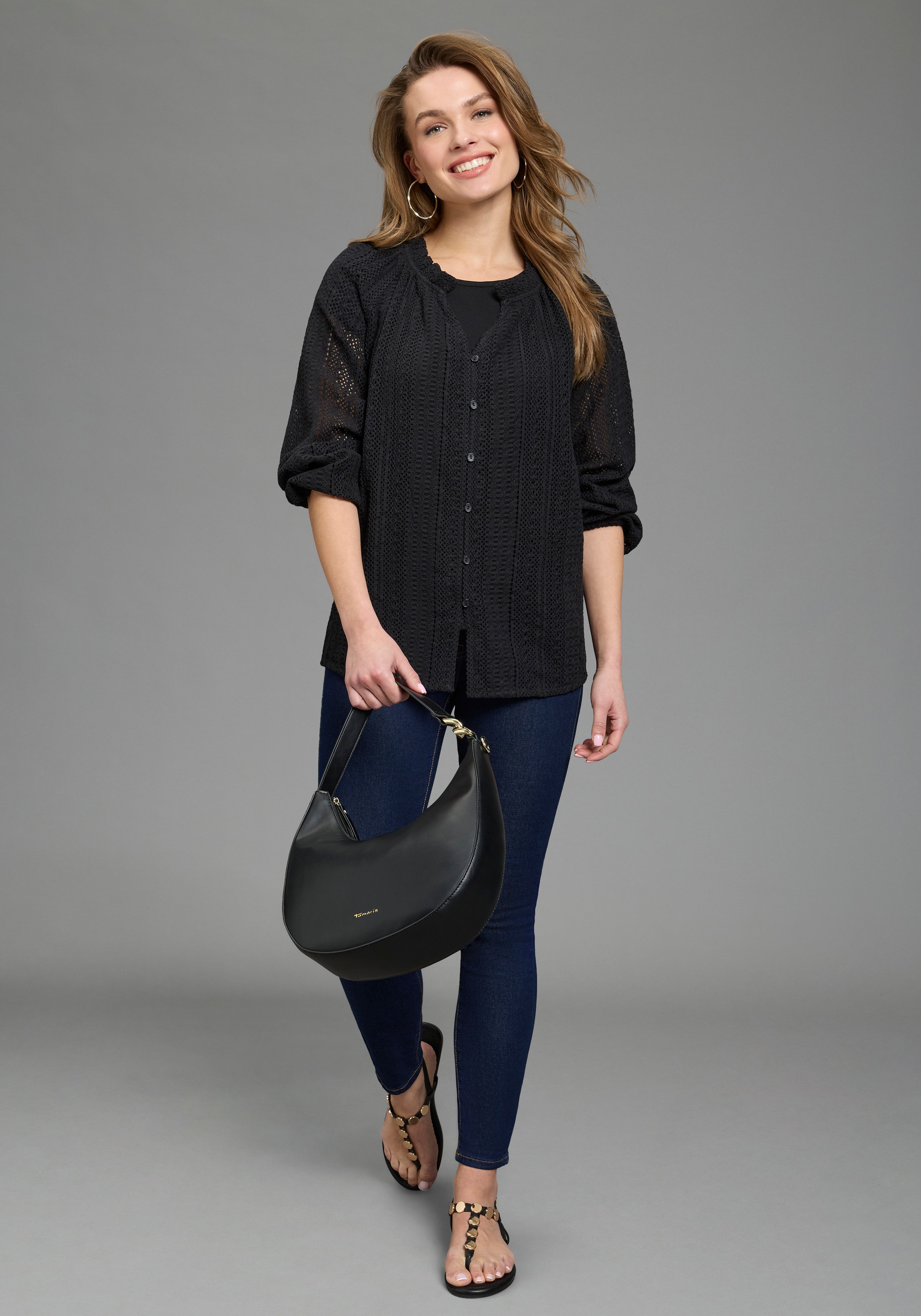 Laura Scott Shirtbluse in Häkeloptik, aus Baumwolle