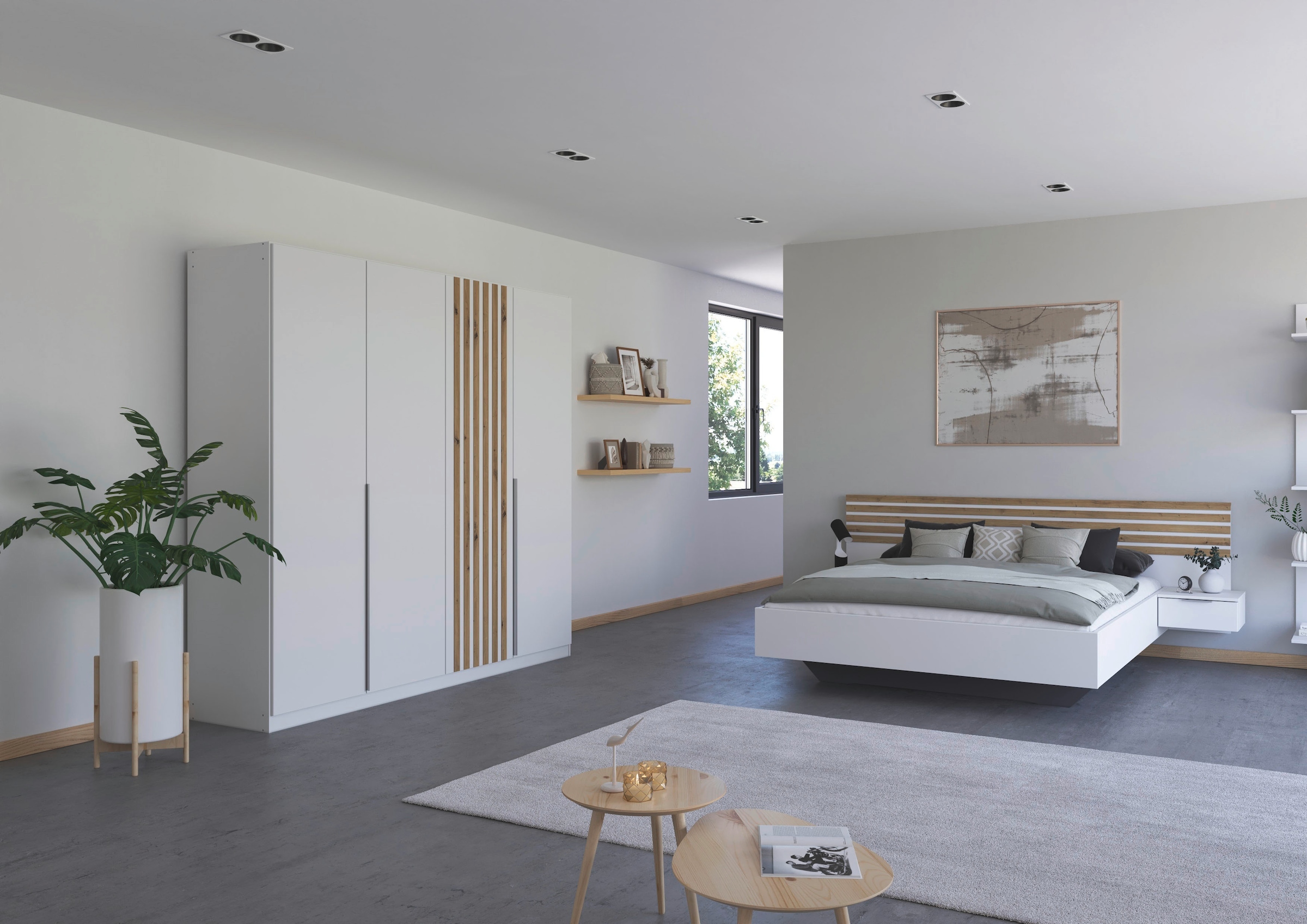 rauch Schlafzimmer-Set »Komplettzimmer Komplett Set Schrank 226 cm Bett 160/180 cm LAMELLA« Set, 3 verschiedene Ausstattungen, inkl. SOFT-CLOSE, 4 tlg. tlg.