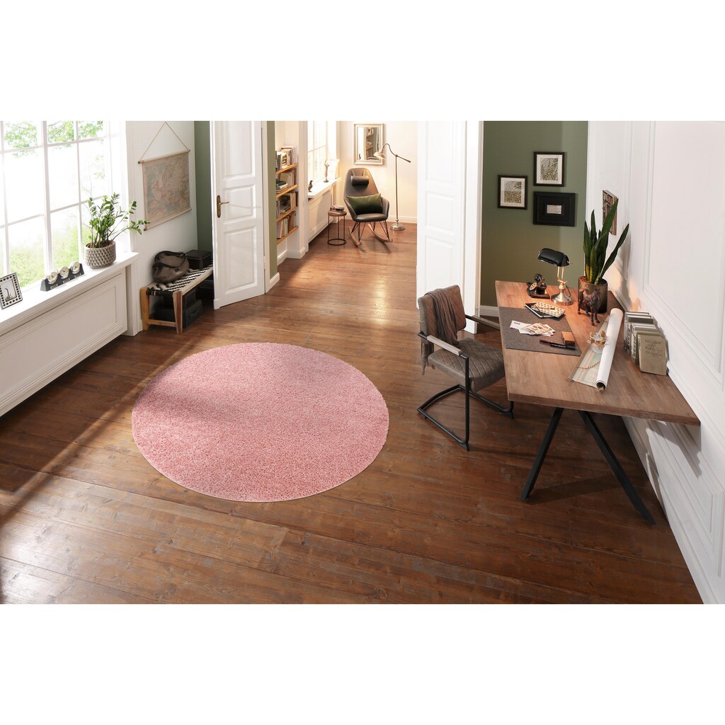 Home affaire Hochflor-Teppich »Shaggy 30«, rund, 30 mm Höhe, gewebt, Wohnzimmer