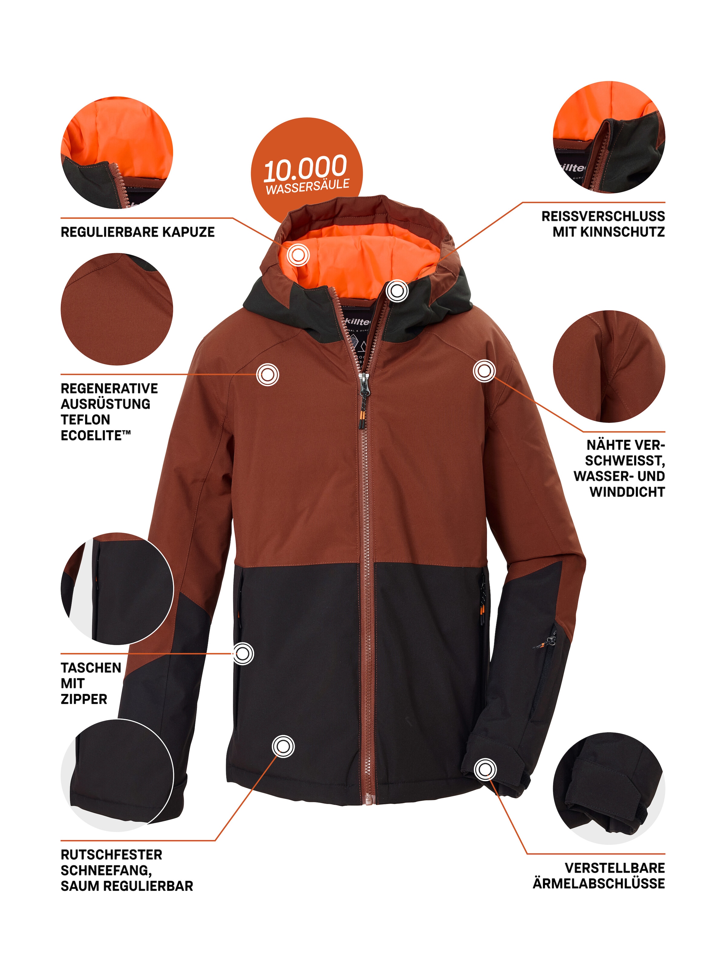 Killtec Skijacke »KSW 205 BYS SKI JCKT« Zweifarbige, wasserdichte, atmungsaktive Skijacke mit Extras