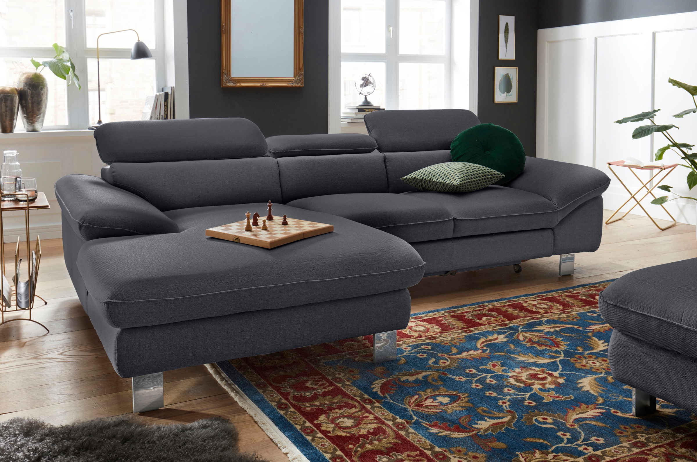 COTTA Polstergarnitur »Driver L-Form«, (Set, 2 tlg.), Set bestehend aus: Ecksofa mit Kopfteilverstellung & Hocker