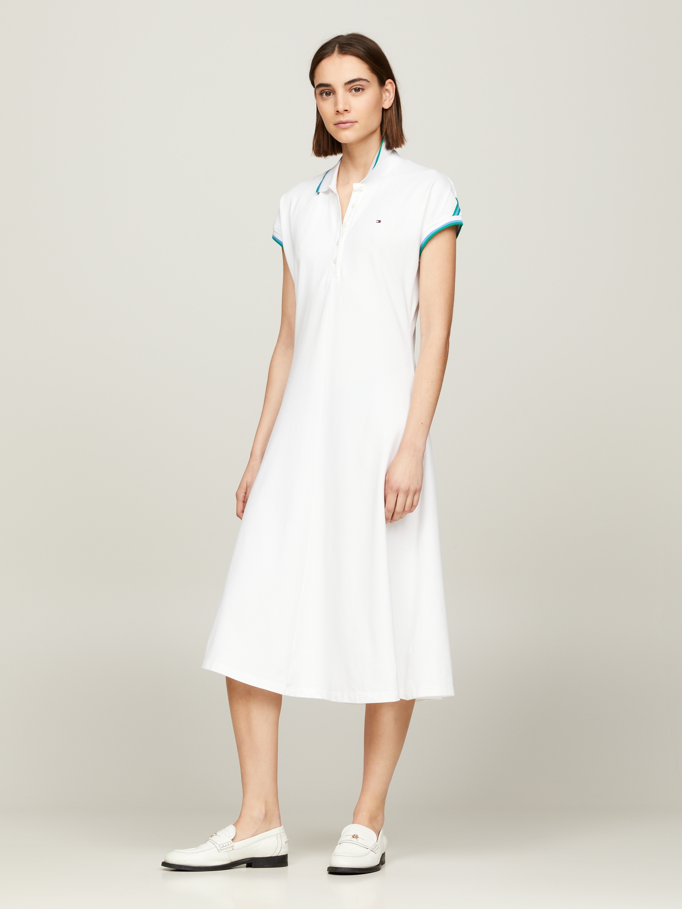 Polokleid »F&F STP SLV KNEE POLO DRESS«, mit kontrastfarbenen Einsätzen