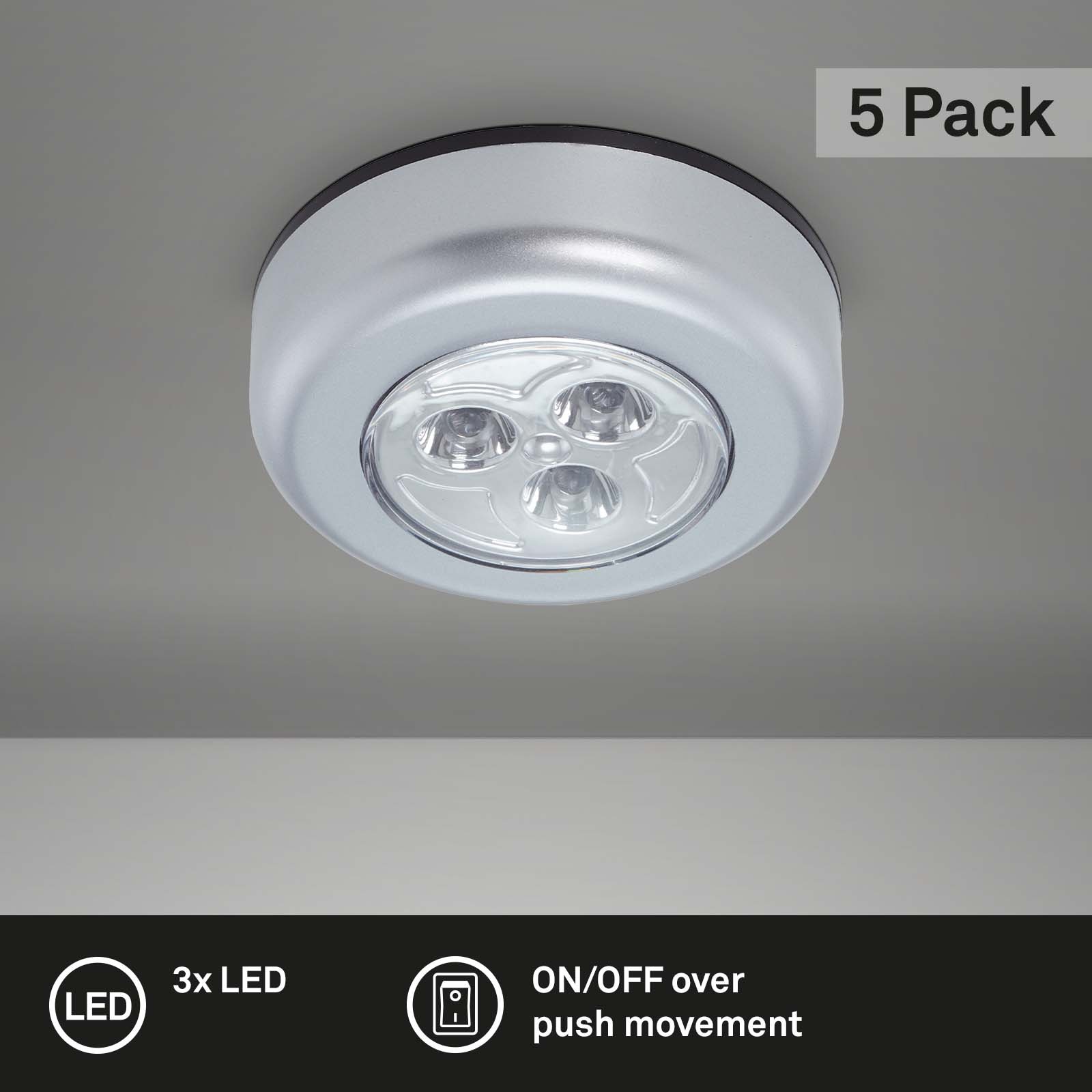 Briloner Leuchten LED Unterbauleuchte »LED Push Light, titanfarbig, 5er-Set, je 3xLED«, Leuchtmittel LED-Modul | LED fest integriert