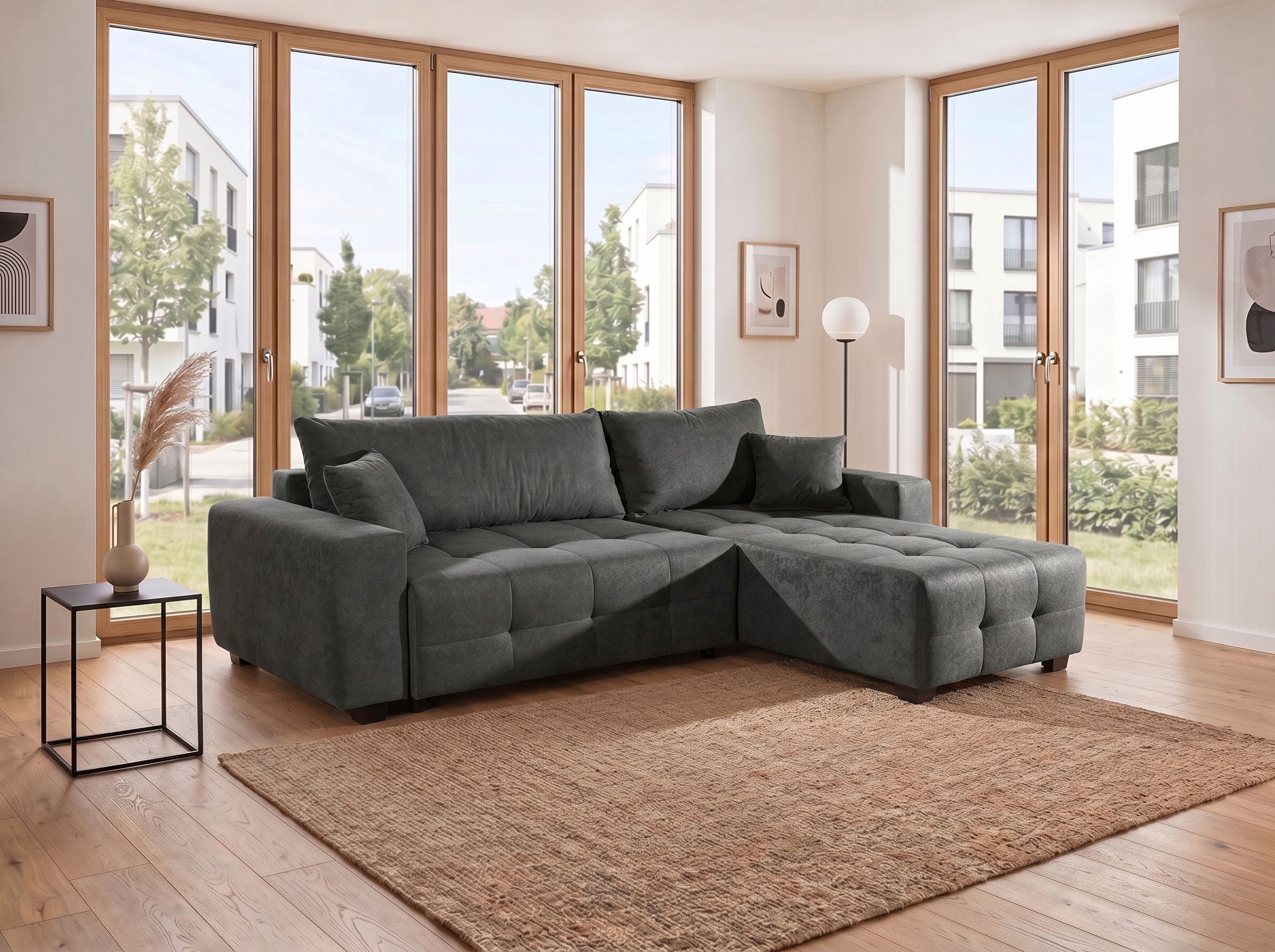 OTTO home Ecksofa »Bella Couch L-Form, B: 234 cm, Zierkissen inklusive« optional Schlaffunktion & Bettkasten, Wohnkomfort