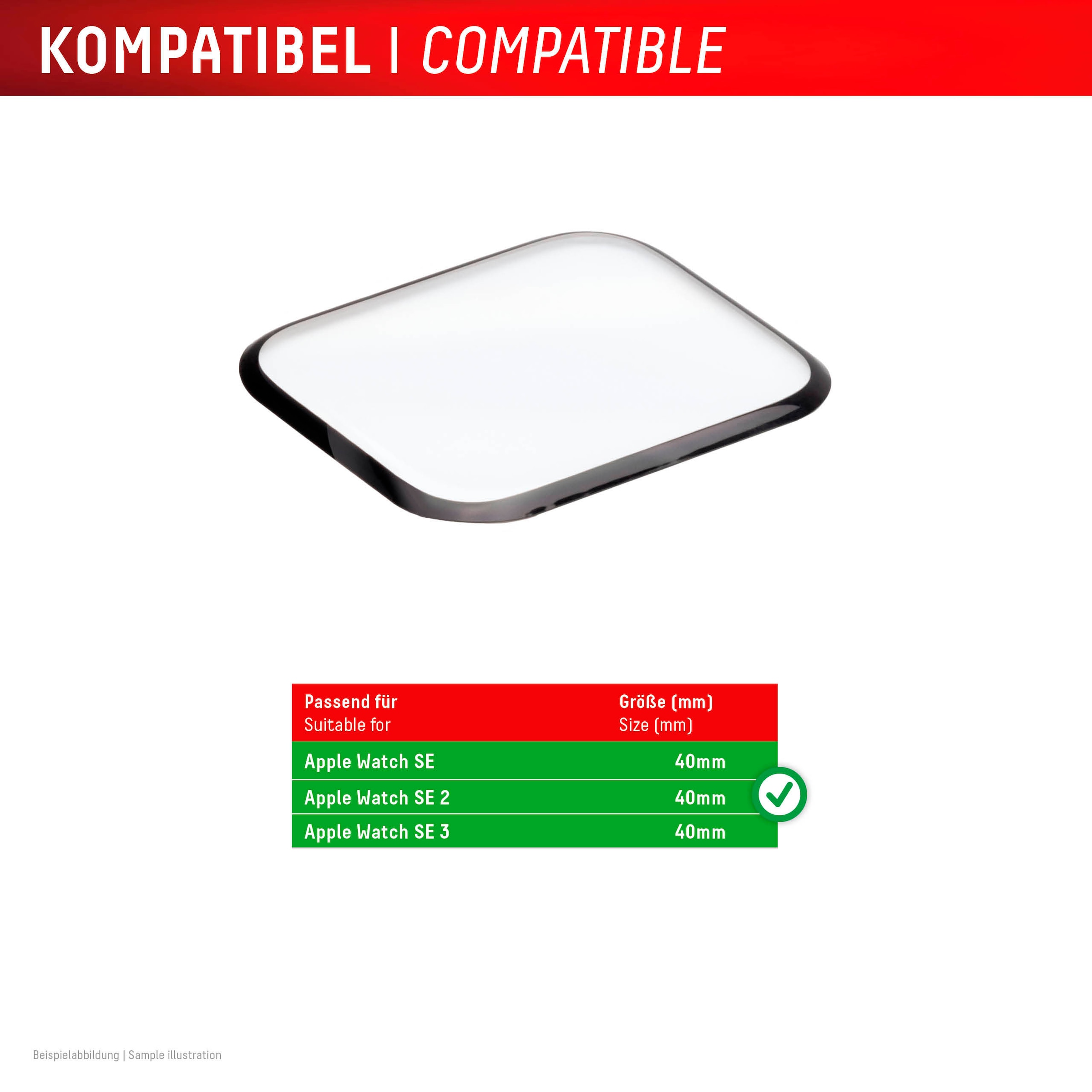 Displex Displayschutzglas »Smartwatch Glass Unbreakable Protector Full Cover« für Apple Watch SE 40 mm;Apple Watch SE 2 40 mm;Apple Watch SE 3 40 mm Packung, 2x Acrylglas Protector,  Displayschutzfolie, Bildschirmschutz, kratz- & stoßfest